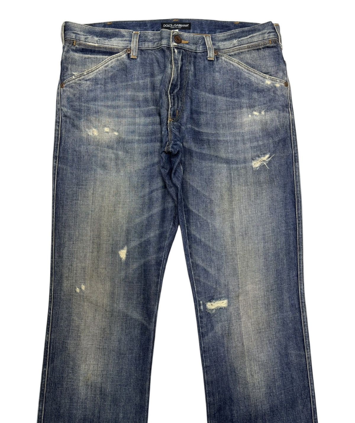 Dolce & Gabbana Dolce & Gabbana Distressed Straight Leg Denim Jeans Size US 33 - 7 Thumbnail