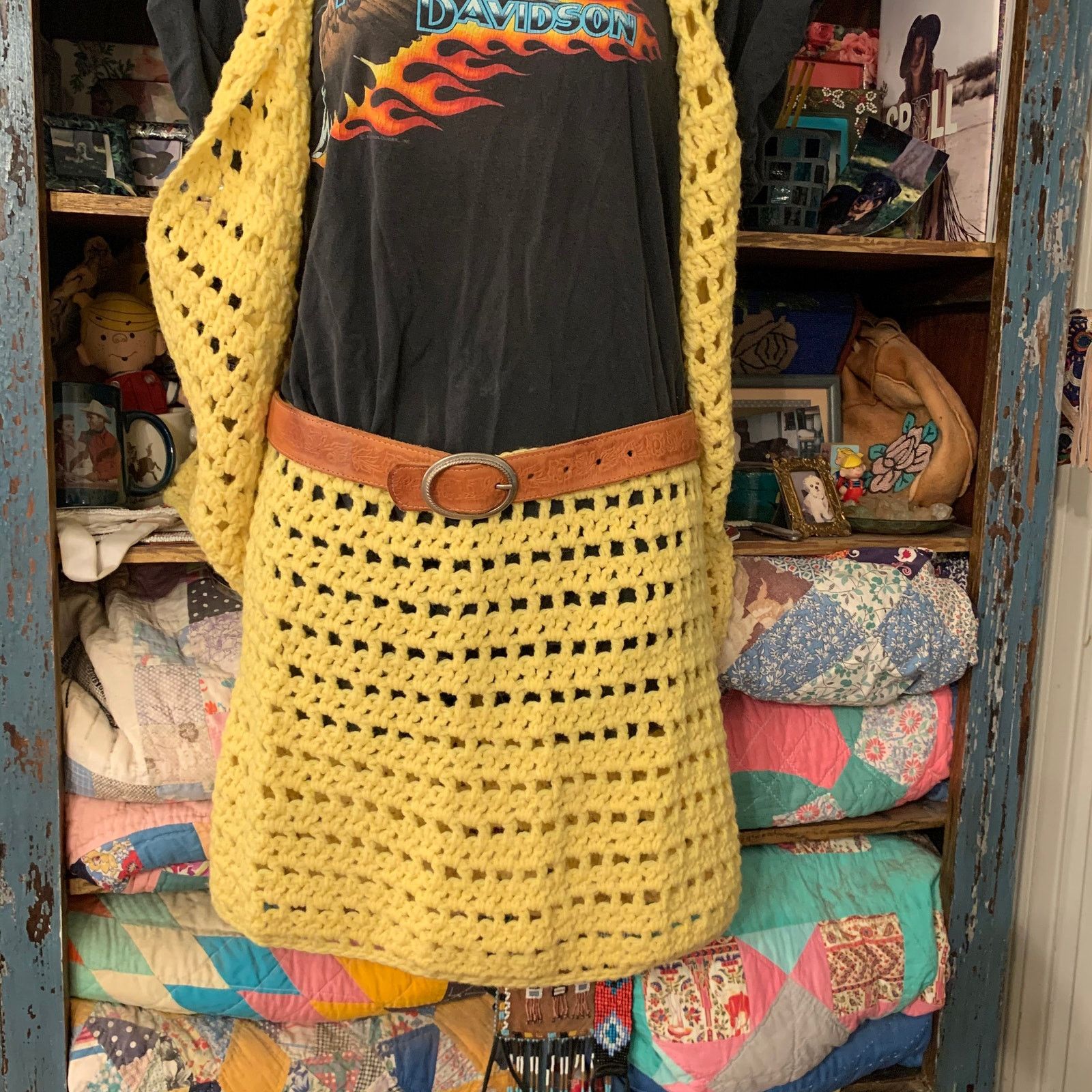 Vintage VINTAGE HANDMADE CROCHET MINISKIRT & VEST SET 60's 70's BOHO Size M / US 6-8 / IT 42-44 - 3 Thumbnail