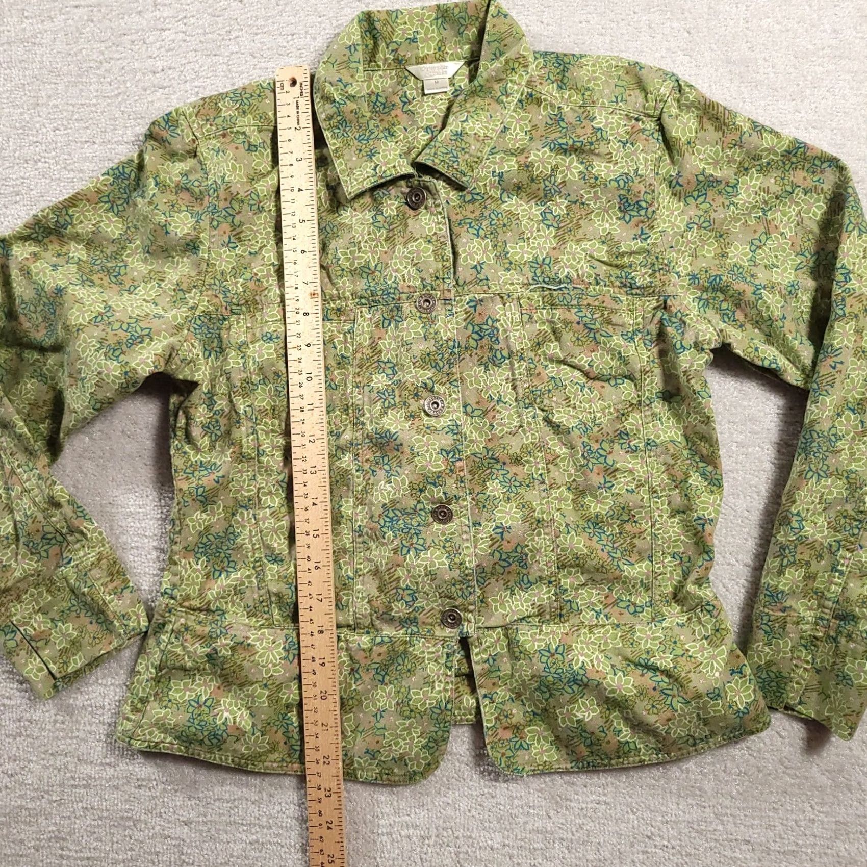 Vintage Christopher & Banks Women Denim Jacket Size M Button Up Floral Y2K Size M / US 6-8 / IT 42-44 - 5 Thumbnail