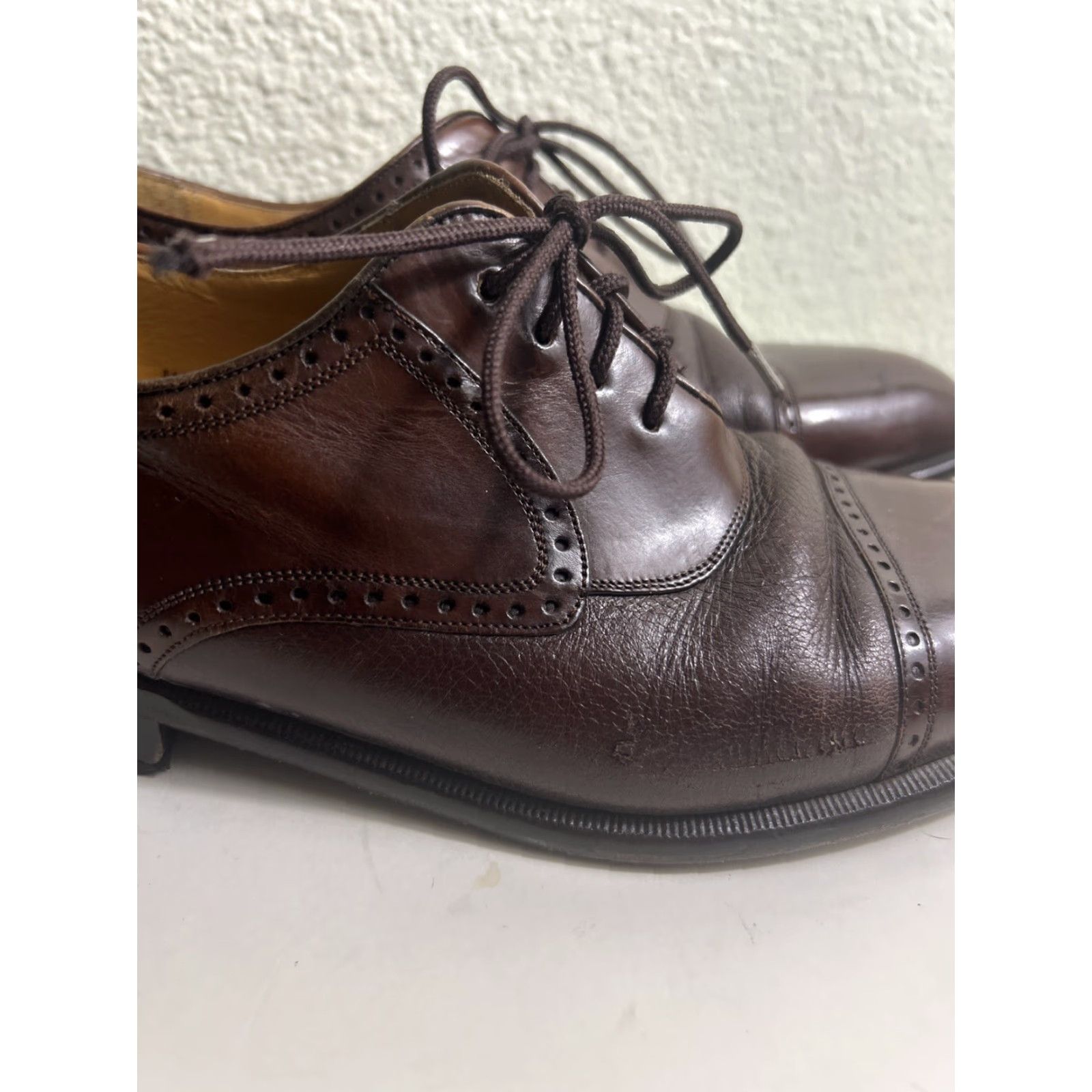 Mezlan MEZLAN Nicola Cap Toe Oxford Dress Shoes Mens 7.5 Brown Smooth & Pebbled Leather Shoes Size ONE SIZE - 3 Thumbnail