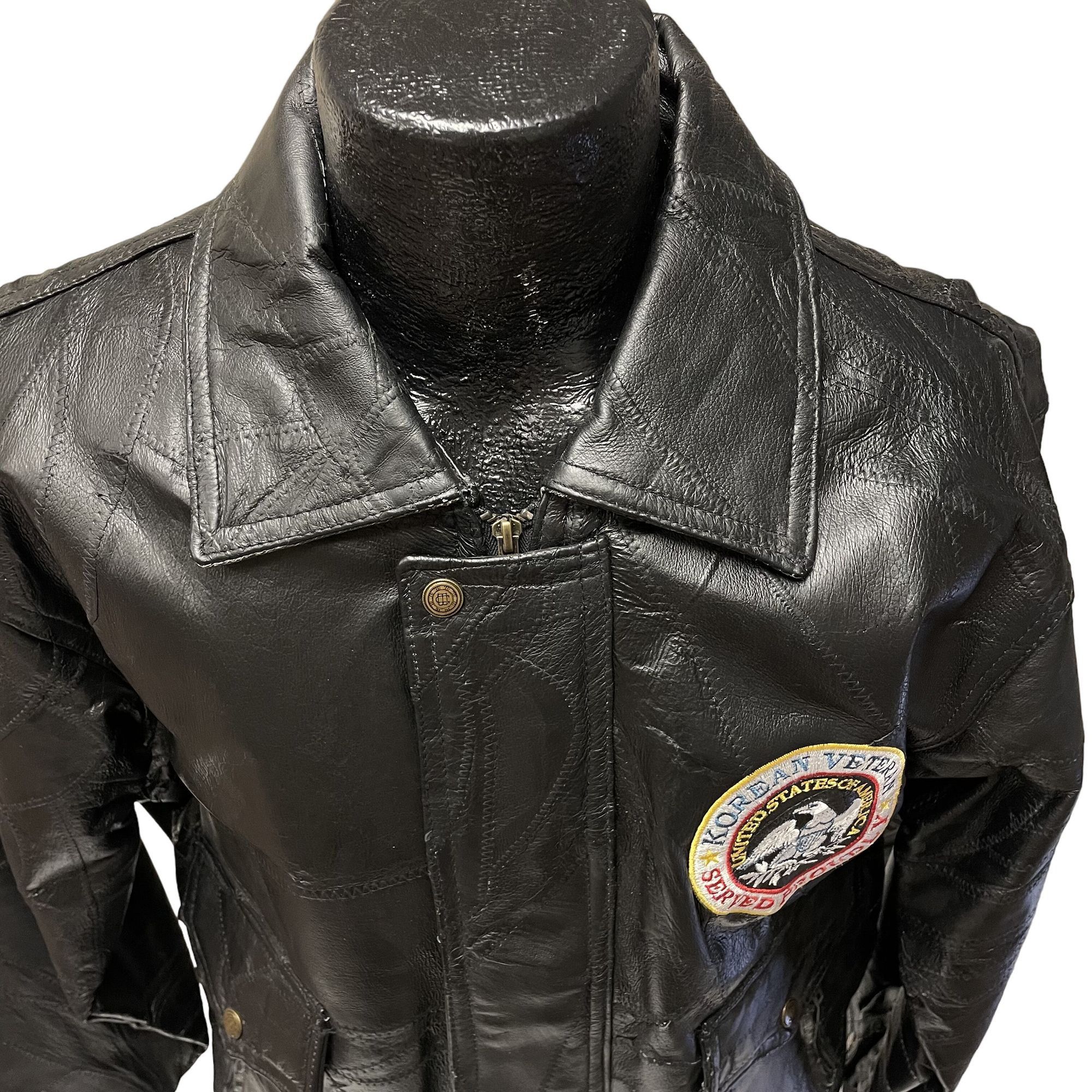 Other Vtg PATCHWORK Leather USA Korean Veteran Bomber Size US S / EU 44-46 / 1 - 4 Thumbnail