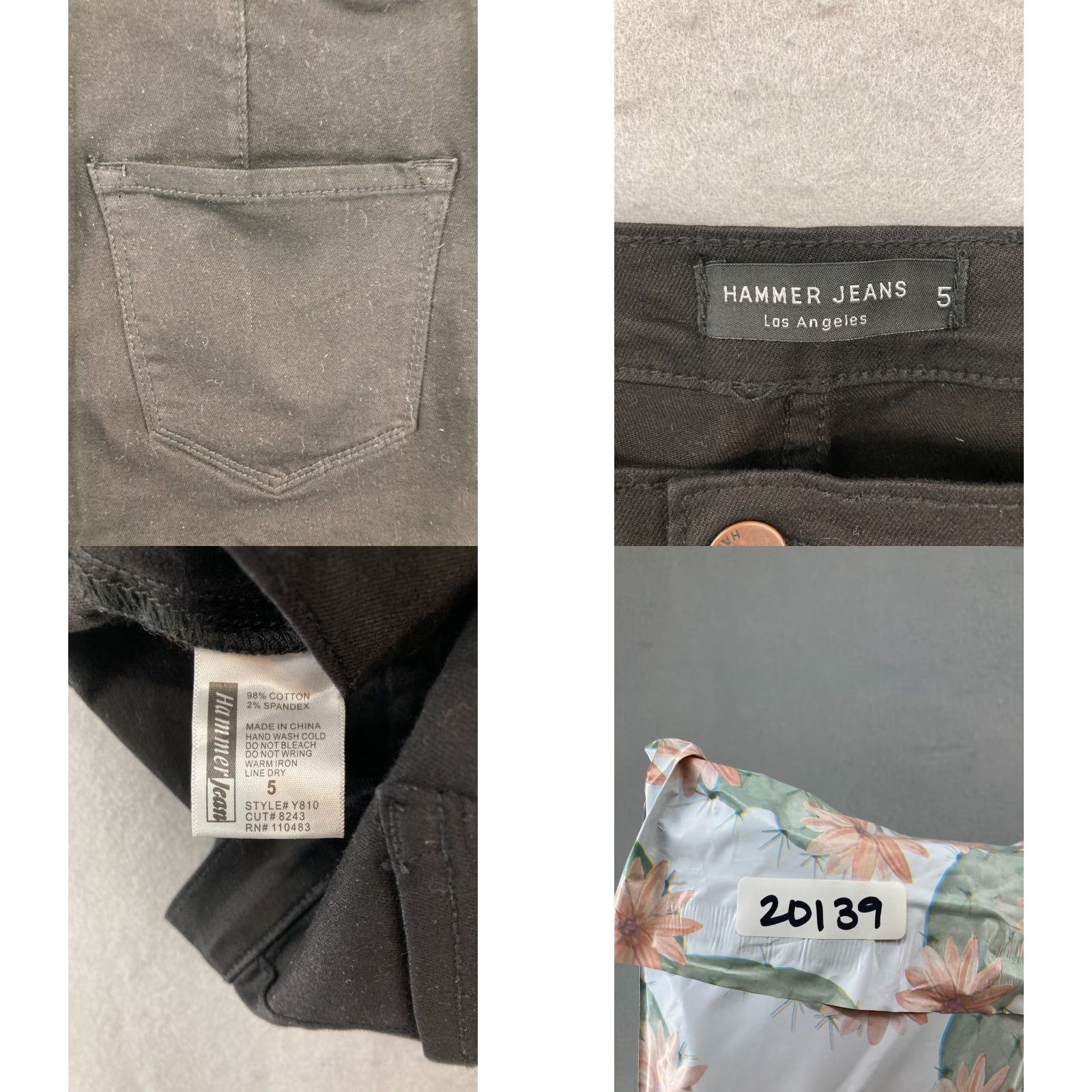 Vintage Hammer Jeans Jeans Bellbottoms Womens 5 Black - High Rise Flared Hippie Style - Denim Cotton Blend 33" Inseam - Juniors Size 5 Womens Size 27" / US 4 / IT 40 - 8 Thumbnail
