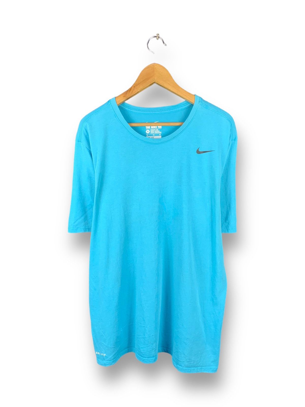 image of Steals! Nike Small Swoosh Drifit Running Tee in Cyan, Men's (Size XL)