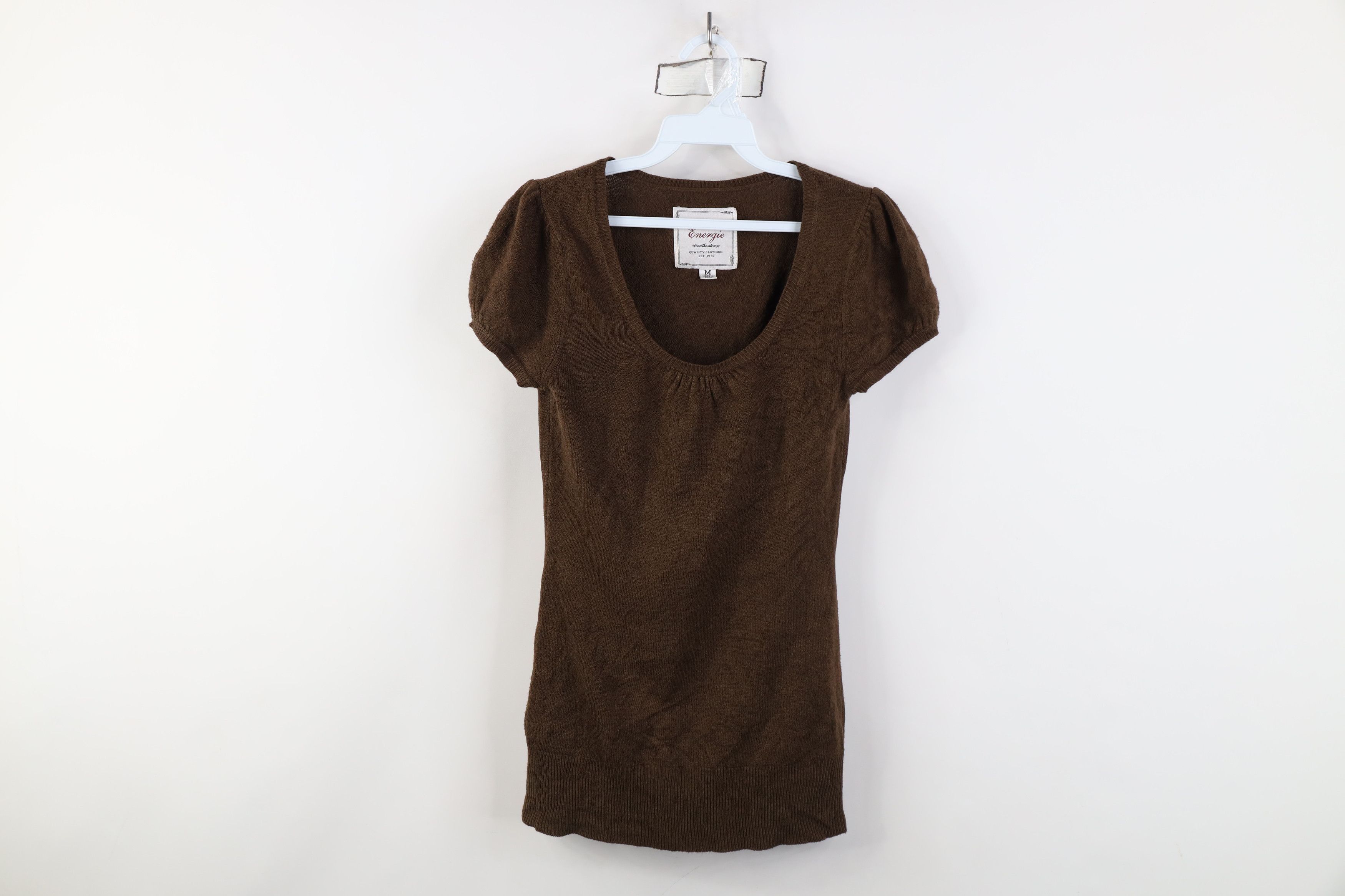 Vintage Vintage 90s Y2K Babydoll Ribbed Knit Short Sleeve Sweater Size M / US 6-8 / IT 42-44 - 1 Thumbnail