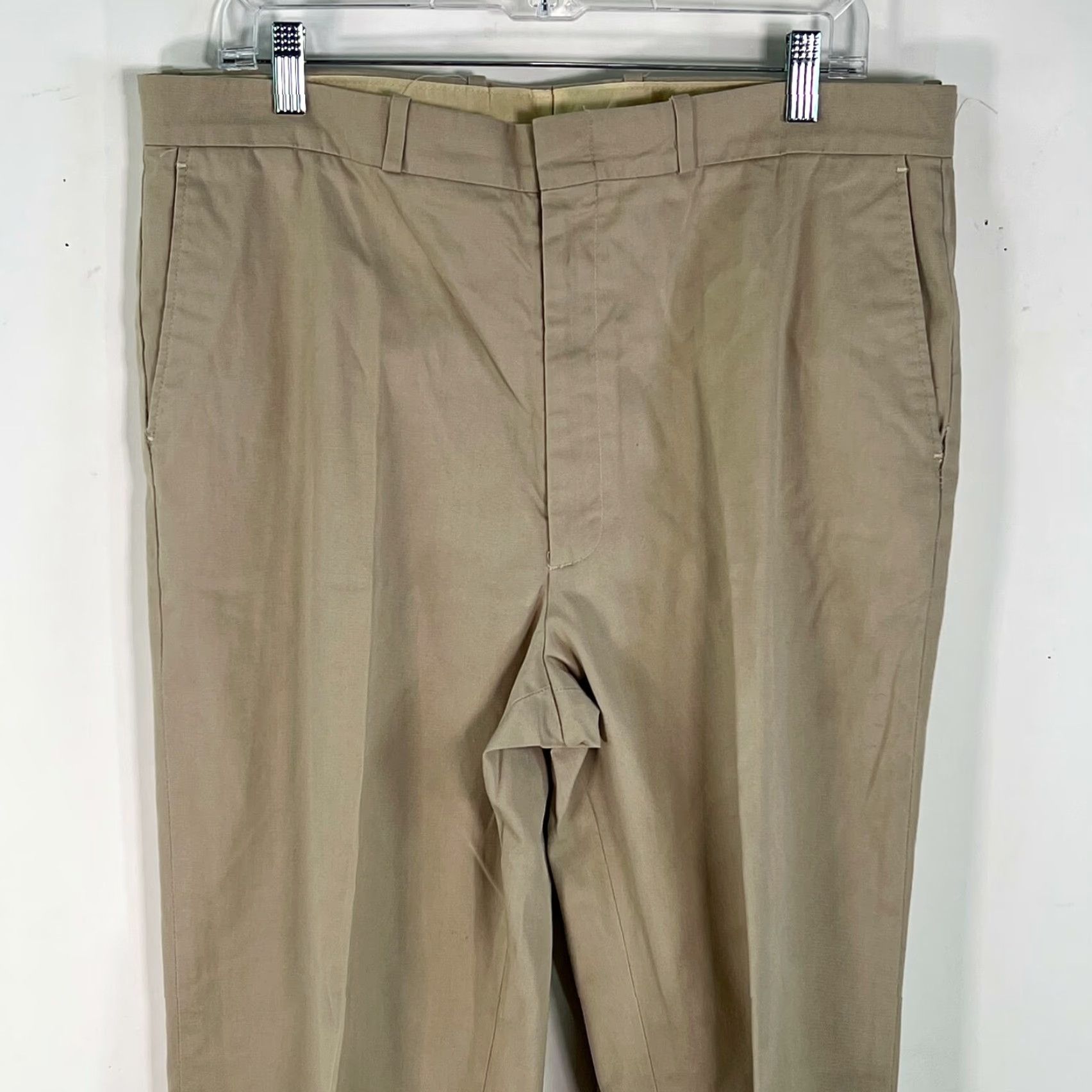 Farah Farah Mens Flat Front Khaki Dress Pants Size 36X33 Beige Regular Size US 36 / EU 52 - 3 Thumbnail