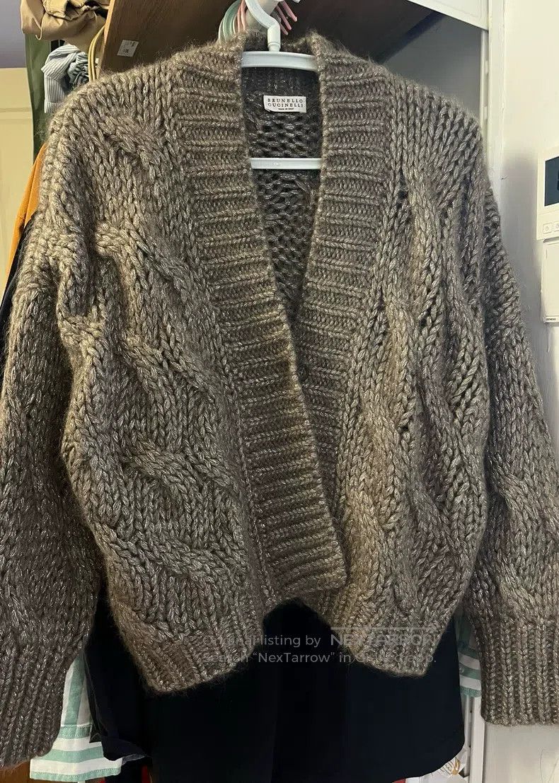 Brunello Cucinelli Brunello Cucinelli Cable-knit mohair cardigan open-front j Size S / US 4 / IT 40 - 4 Thumbnail