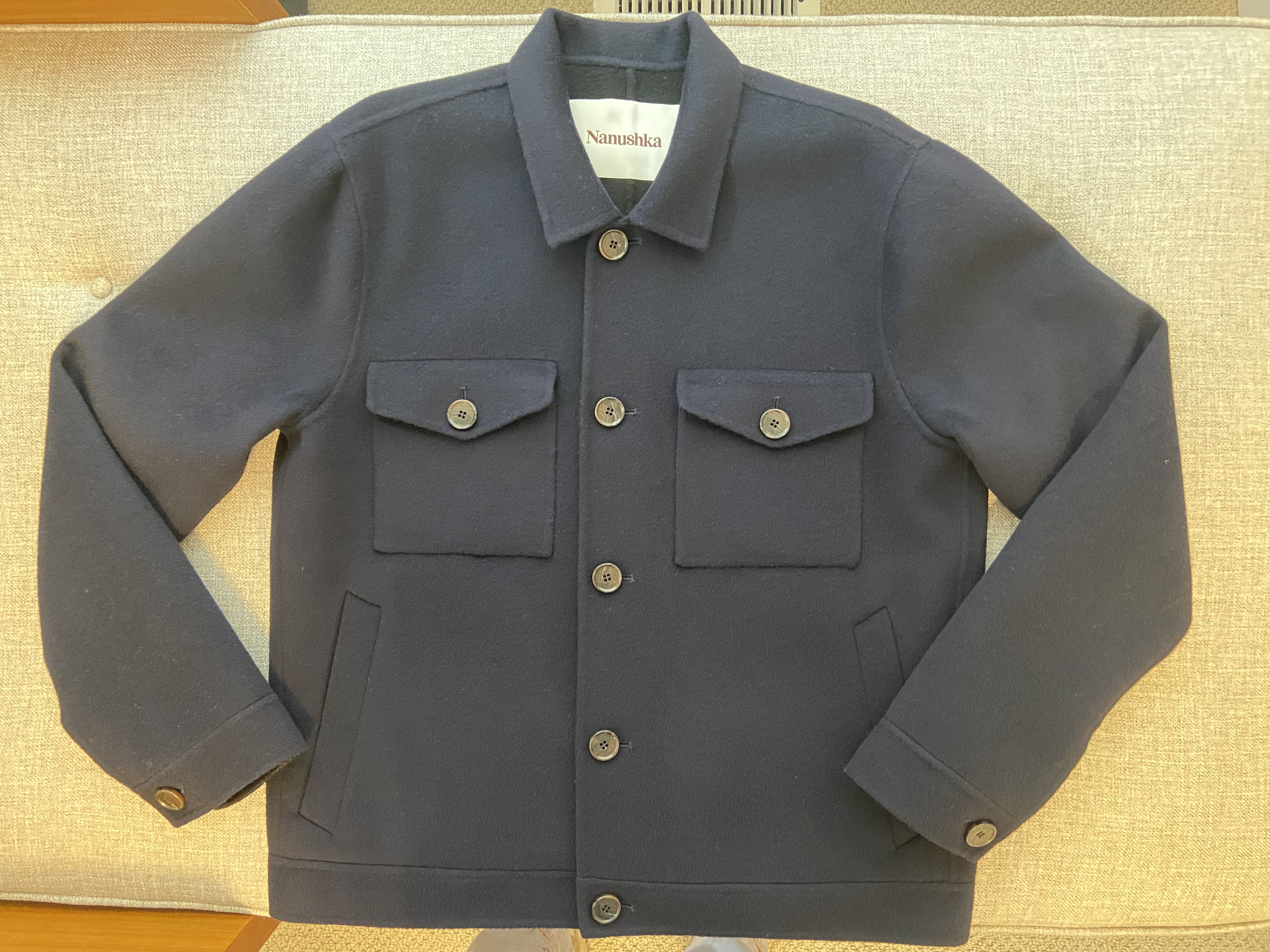 Nanushka Nanushka RHYES Wool and silk-blend jacket Navy S Size US S / EU 44-46 / 1 - 1 Thumbnail