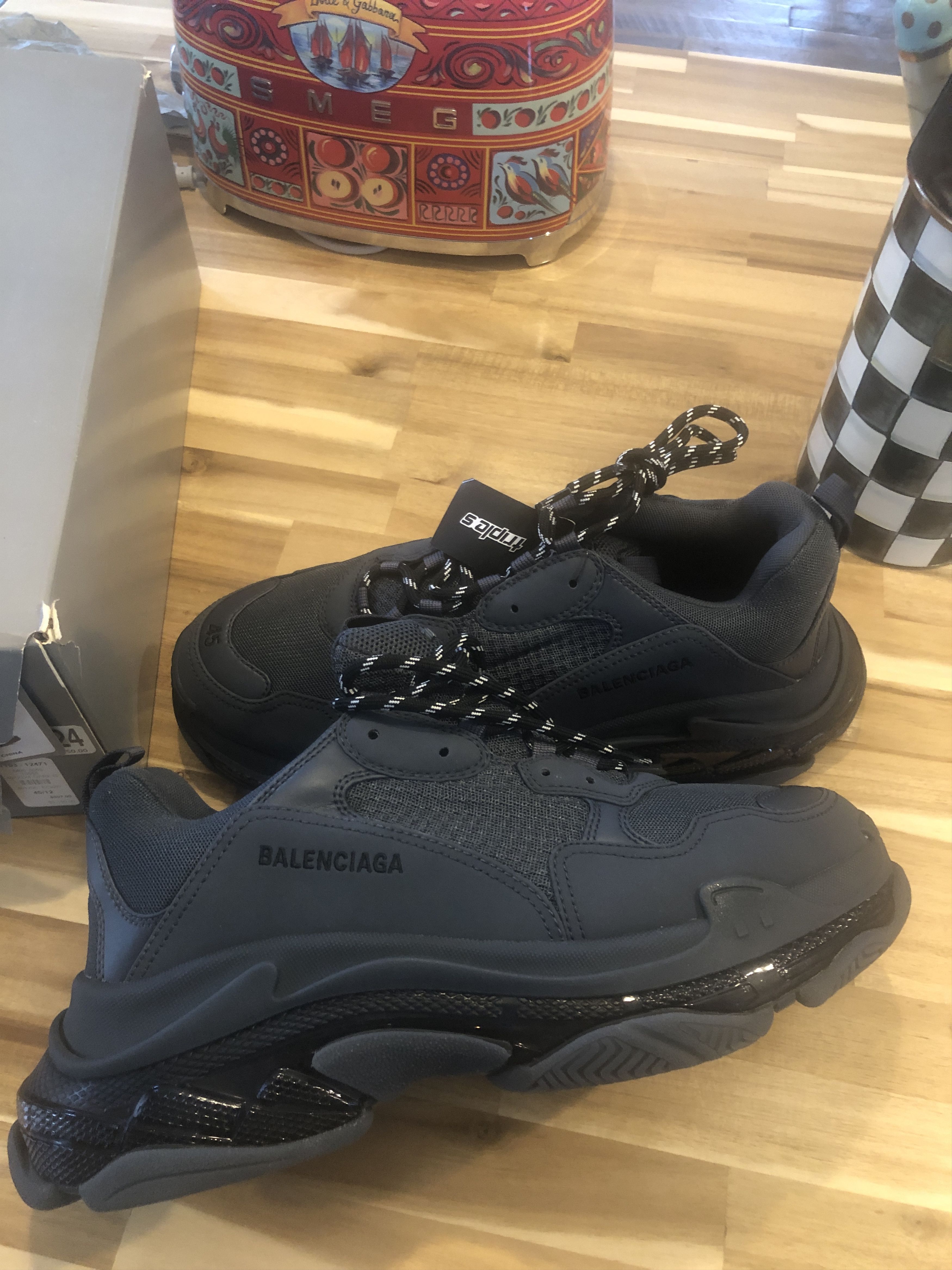 Balenciaga NEW NWT Balenciaga Sneakers TRIPLE S Dark Grey Size US 12 / EU 45 - 1 Thumbnail
