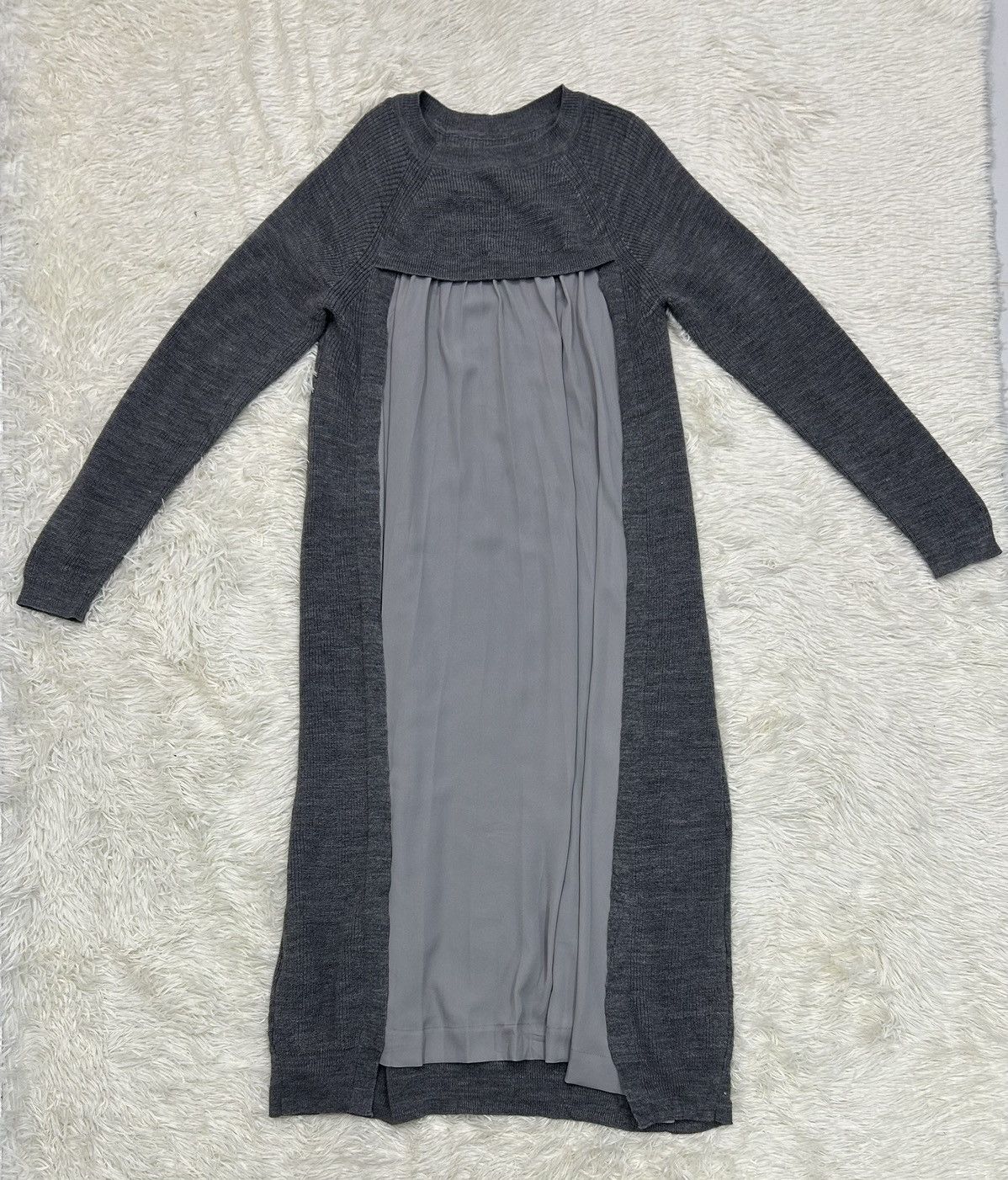 image of Atsuro Tayama Midi Dress Wool Sweater in Grey, Women's (Size Small)
