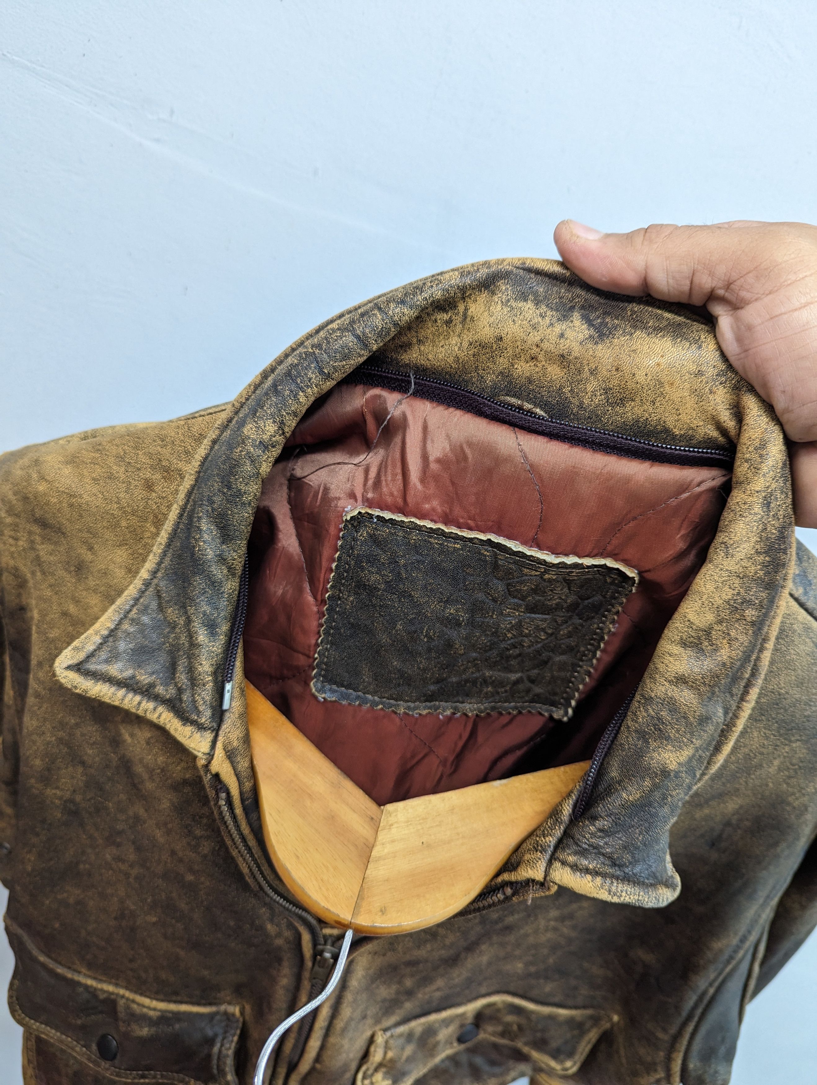 Vintage 🔥Vintage Unbrand Patina Distressed Leather Jacket Size US M / EU 48-50 / 2 - 15 Thumbnail