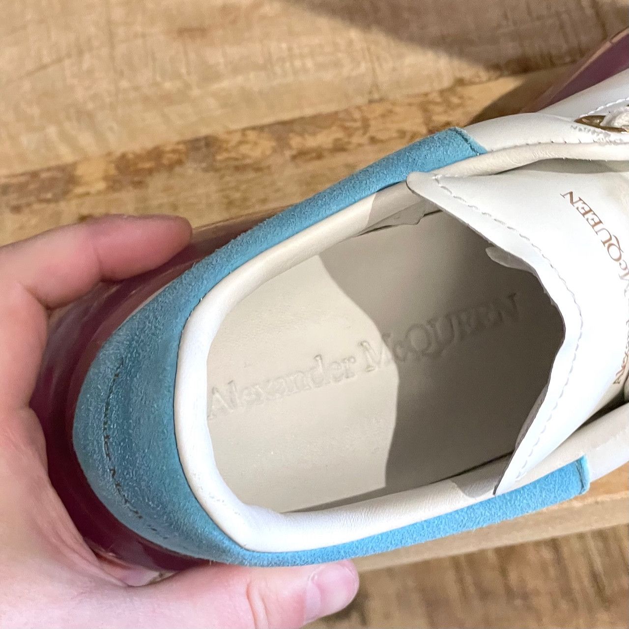 Alexander McQueen Alexander McQueen Oversized White Leather Sneakers Size US 7.5 / IT 37.5 - 9 Thumbnail