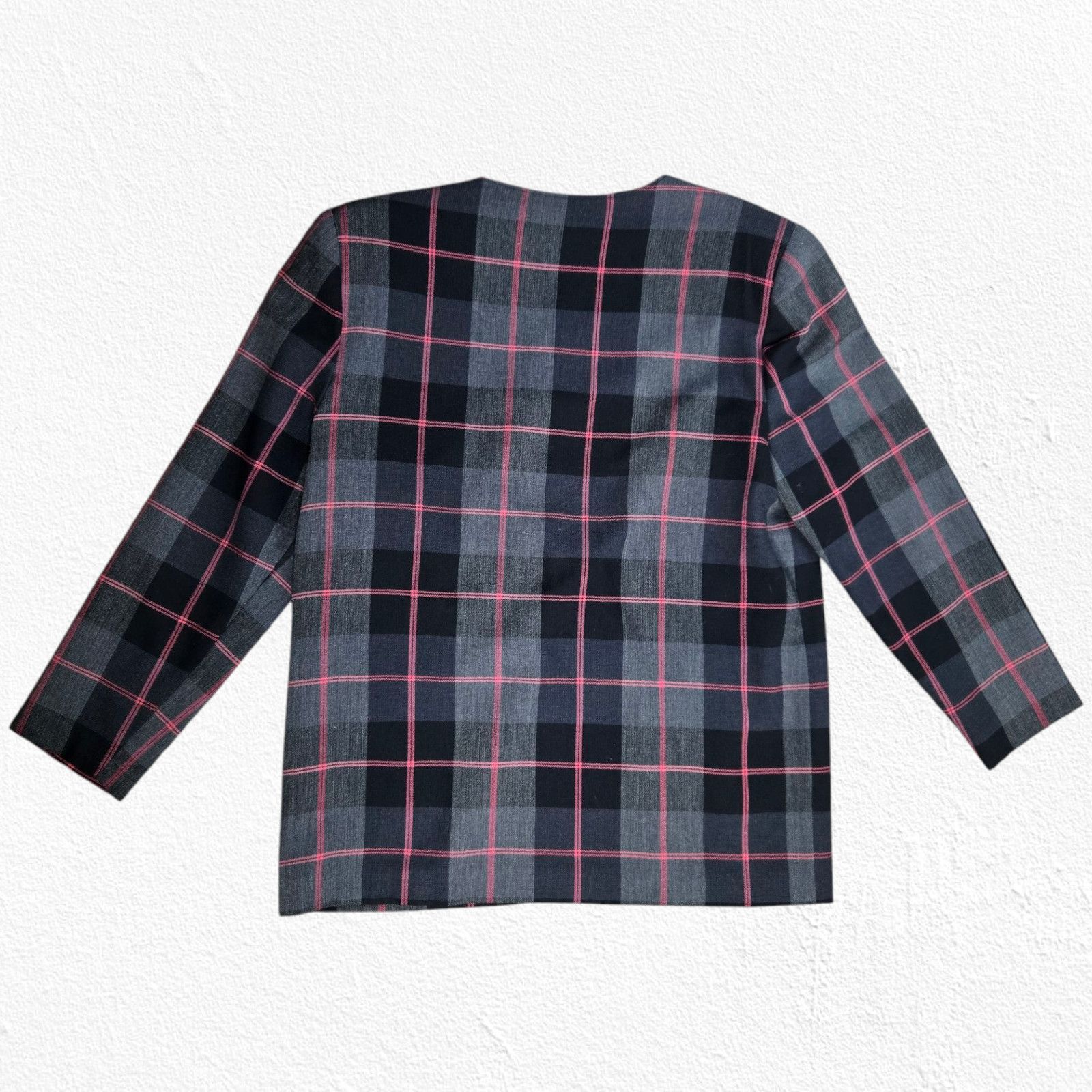 Vintage 90s Plaid Power Blazer Jacket 12P Size XL / US 12-14 / IT 48-50 - 8 Thumbnail