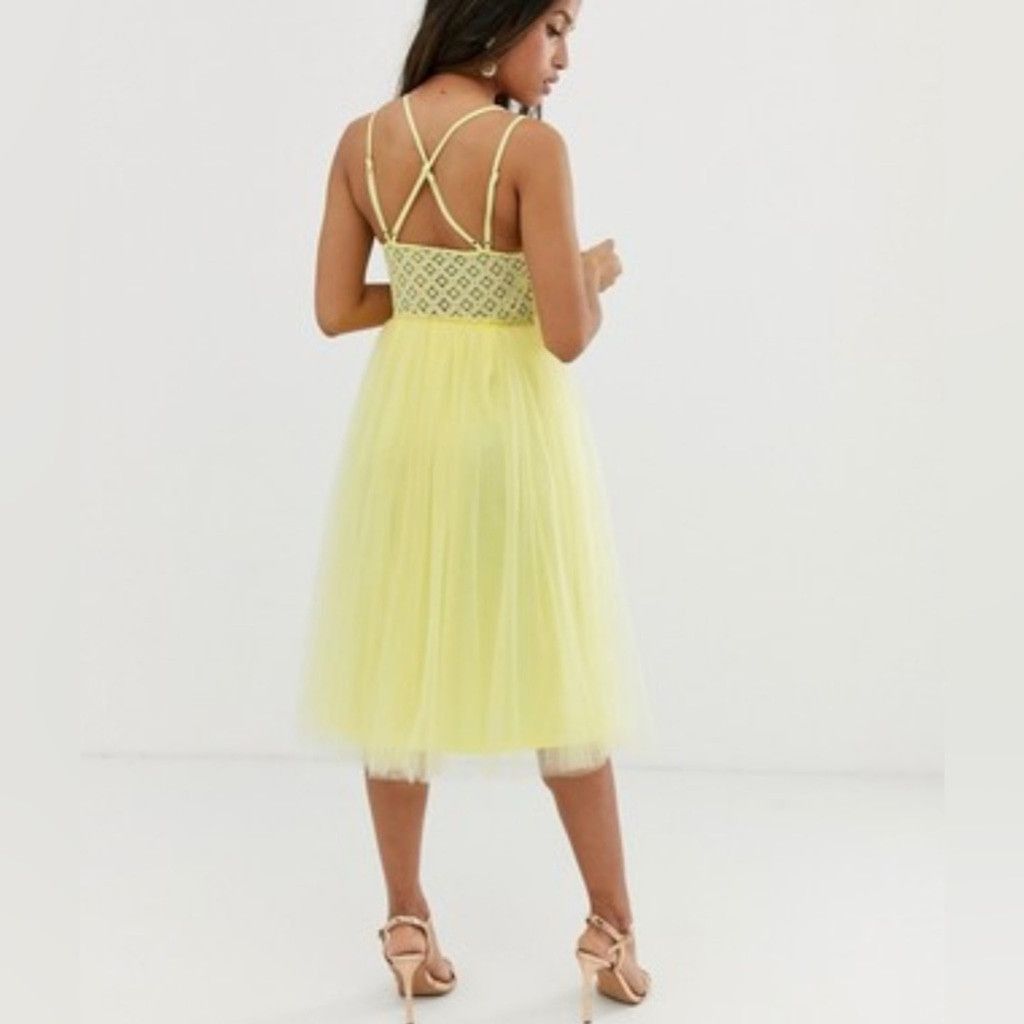 Asos ASOS Yellow Sweetheart Neck Sundress Midi Size M / US 6-8 / IT 42-44 - 2 Thumbnail