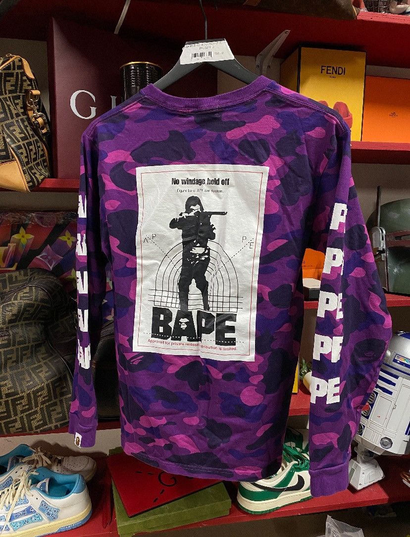 Bape RARE A Bathing Ape Purple Camo Bape Tee Shirt Small Size US M / EU 48-50 / 2 - 1 Thumbnail