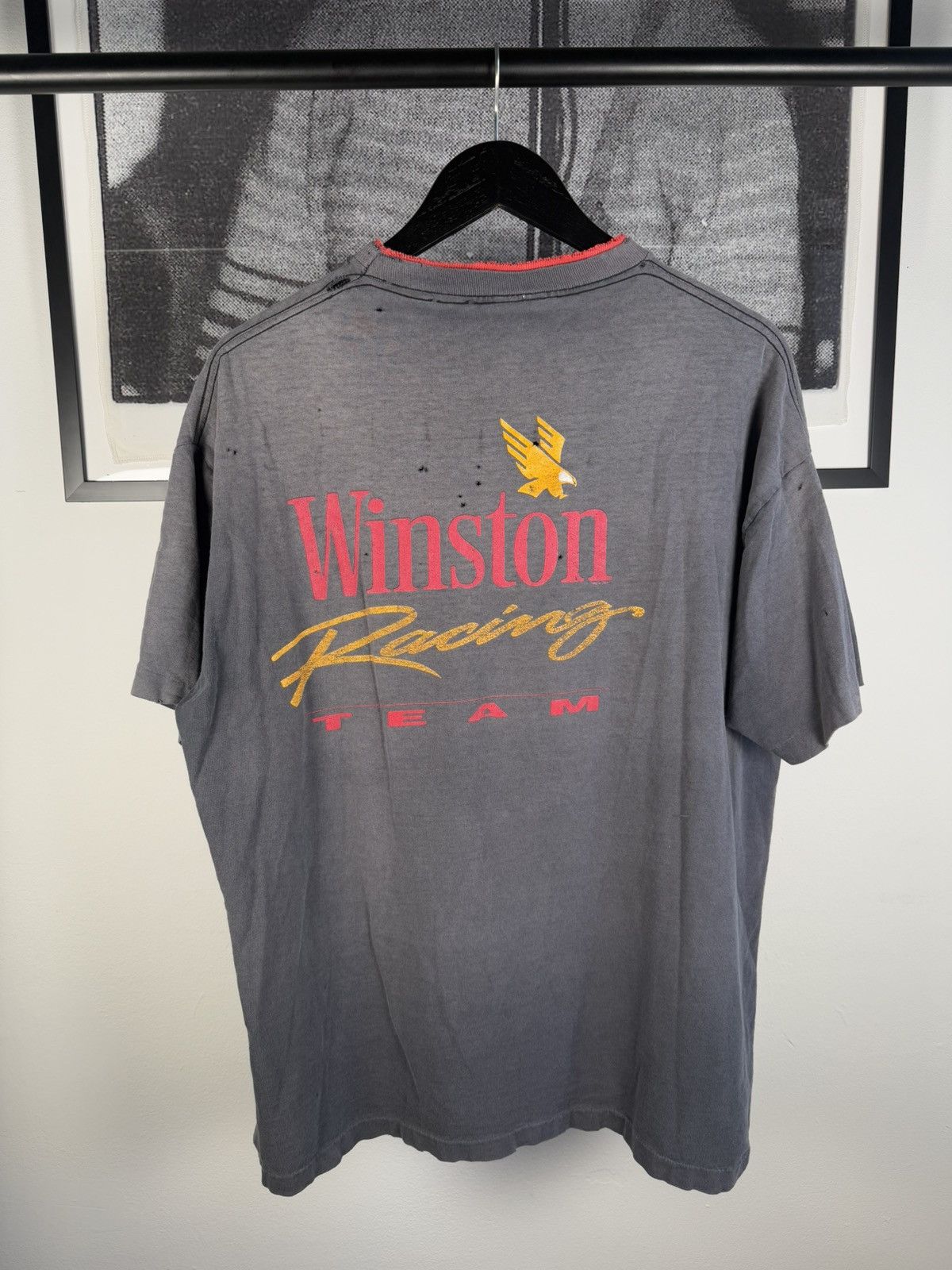Vintage 🚭INSANE🚭 90s THRASHED FADED 2-COLLAR “WINSTON RACING” SHIRT Size US XL / EU 56 / 4 - 2 Thumbnail