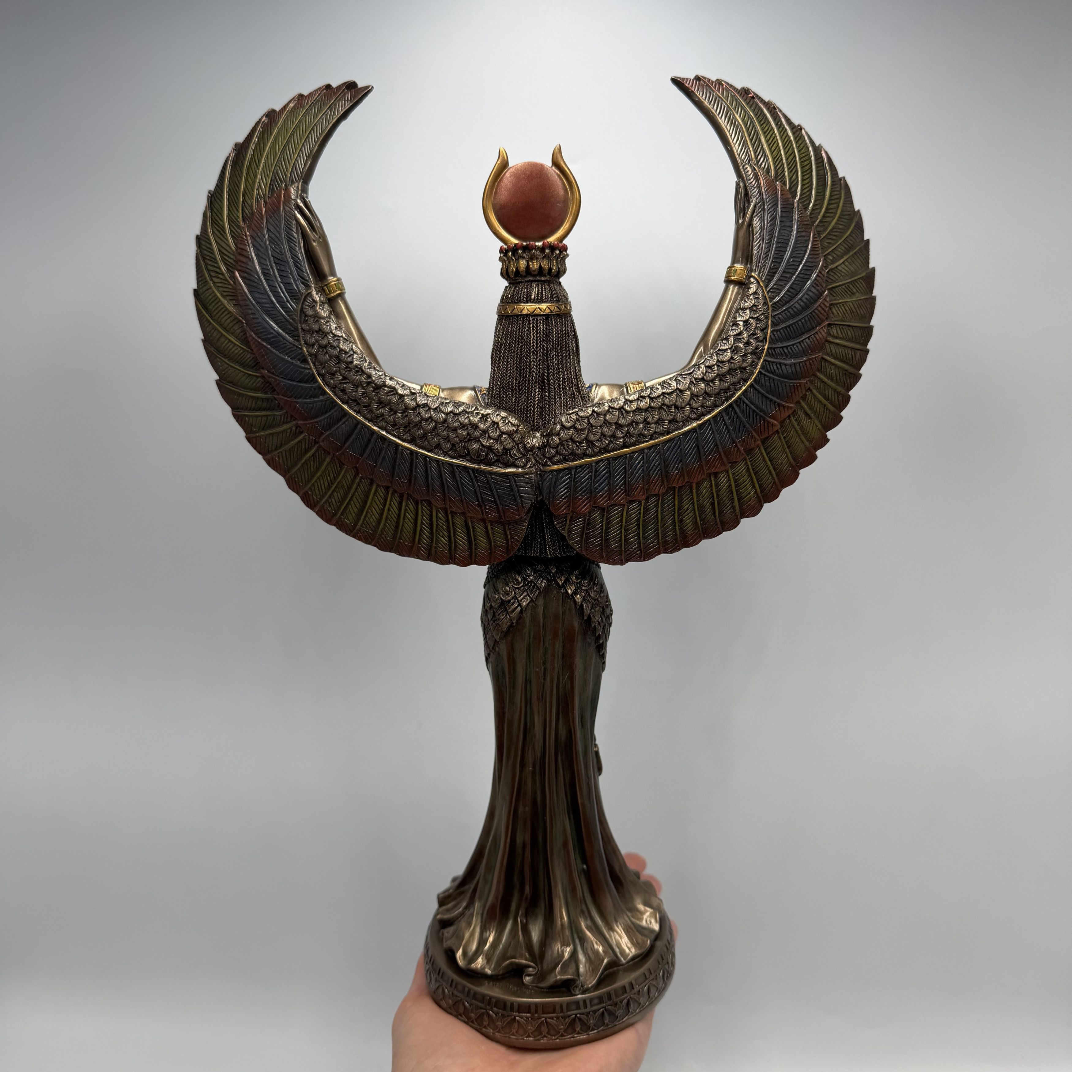 Vintage Isis Goddess Statue Bronze Finish Egyptian Winged Figurine Size ONE SIZE - 10 Thumbnail