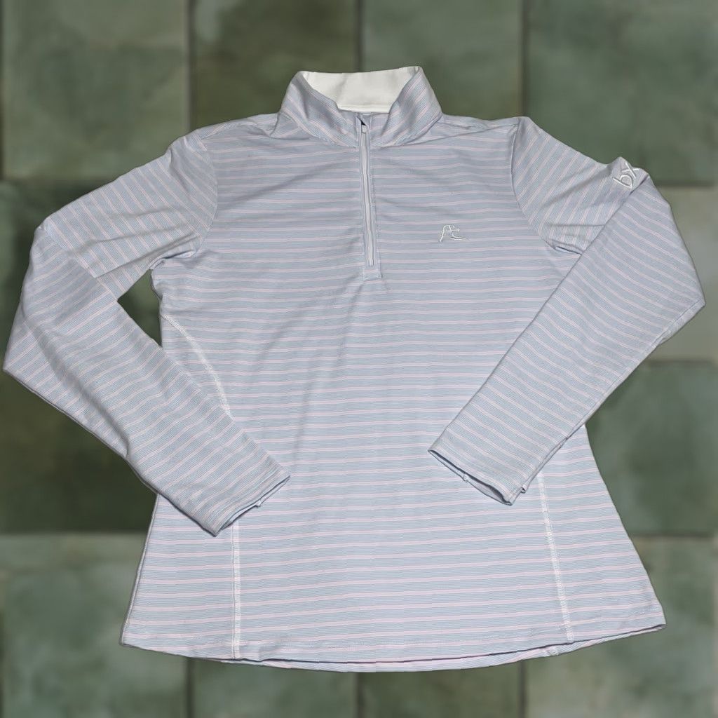 Pinko Rhoback Performance Pullover 1/4 Zip Women’s Sz Small Pink Blue Striped Size S / US 4 / IT 40 - 1 Thumbnail