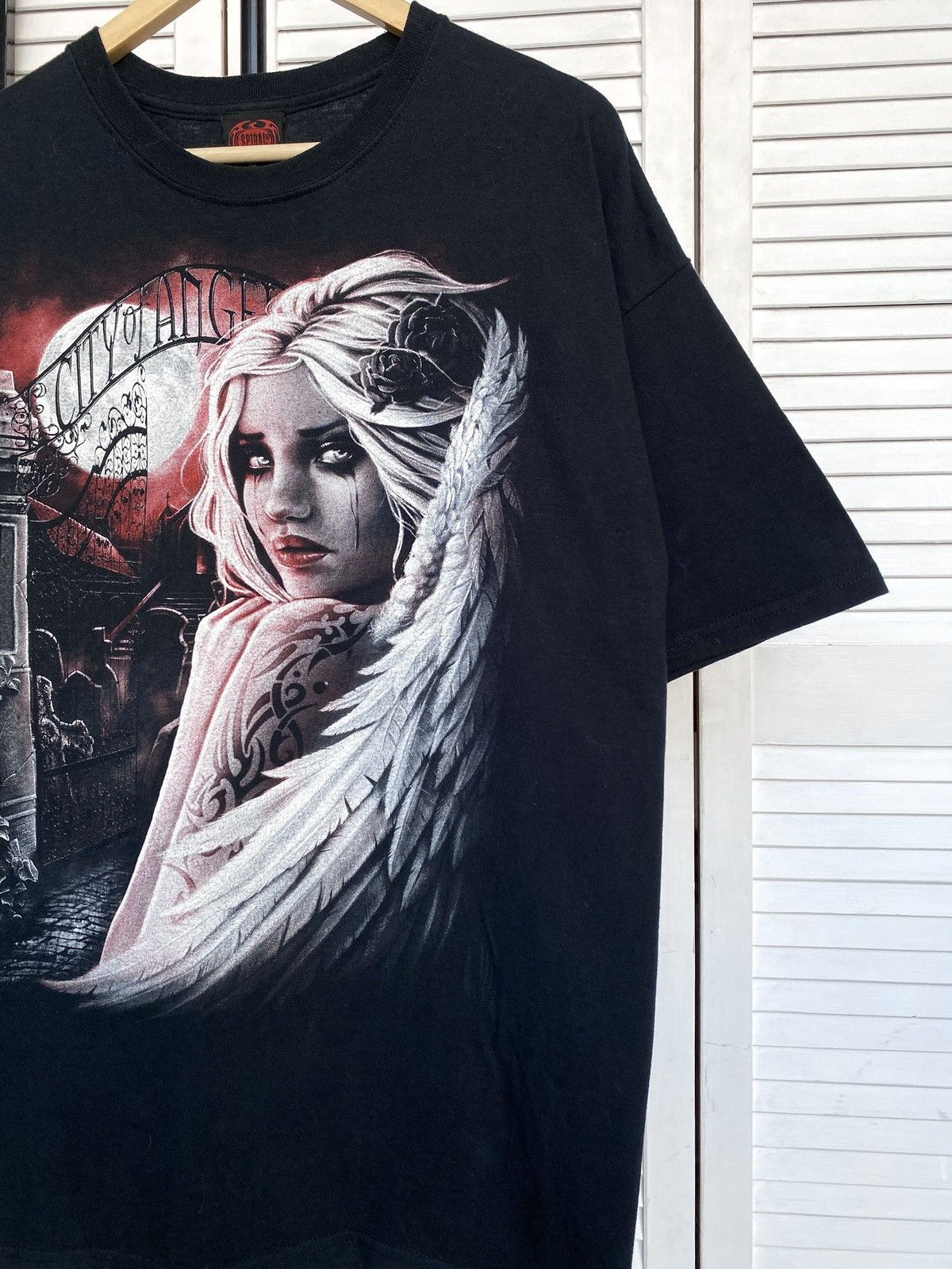 Band Tees × Vintage Vintage Spiral Gothic Angel Tee Shirt Black Grunge Cross Size US XL / EU 56 / 4 - 6 Thumbnail