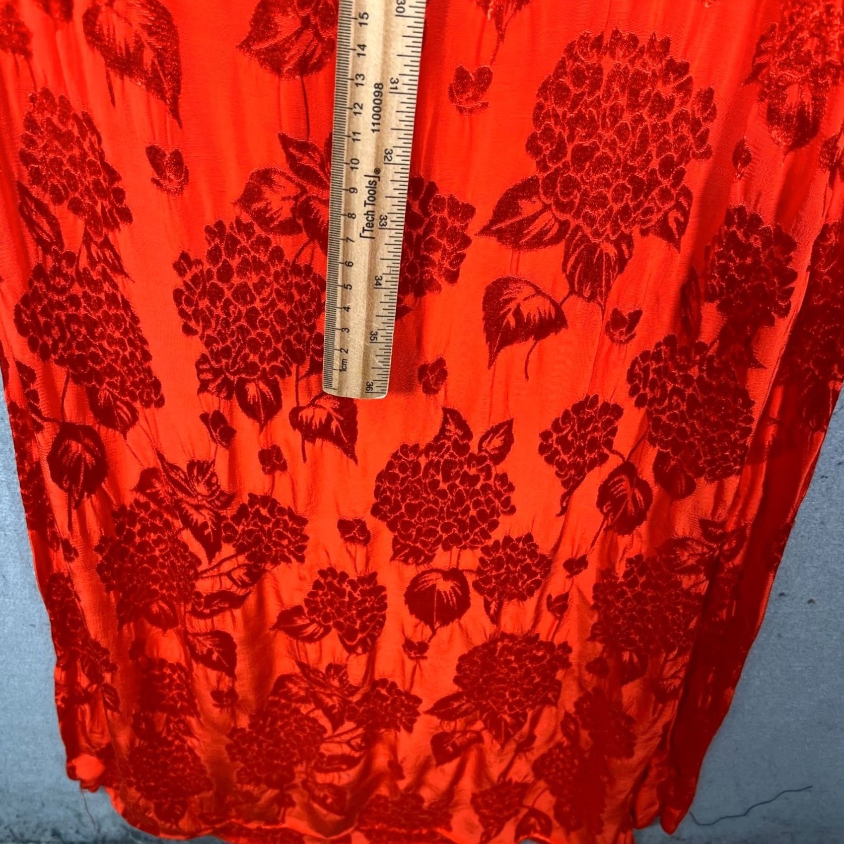 Zara Zara Trafaluc Collection Maxi Wrap Dress Womens XS Red Floral Velvet Burnout Size XS / US 0-2 / IT 36-38 - 6 Thumbnail