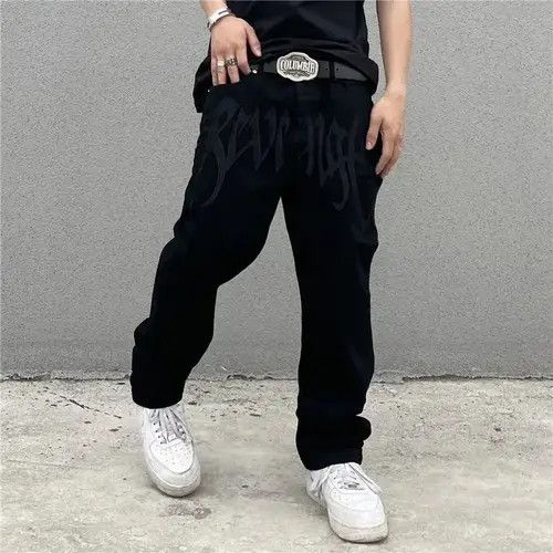Japanese Brand Hirase x Asuka Retro Black Embroidered Letter Jeans Size US 28 / EU 44 - 3 Thumbnail