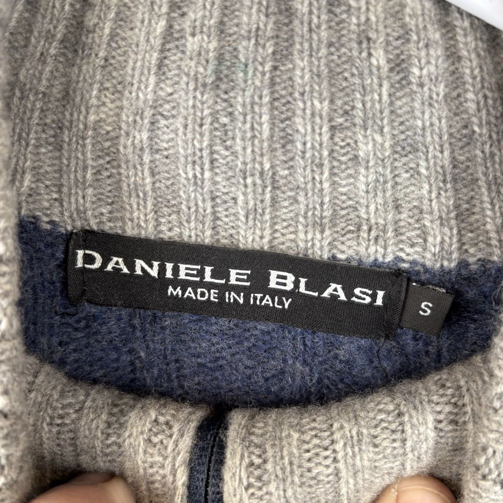Vintage Daniele Blasi Sweater Mens S Blue 1/4 Zip Cable Knit Wool Blend Made Italy Regular Pullover Zipper Size US S / EU 44-46 / 1 - 3 Thumbnail