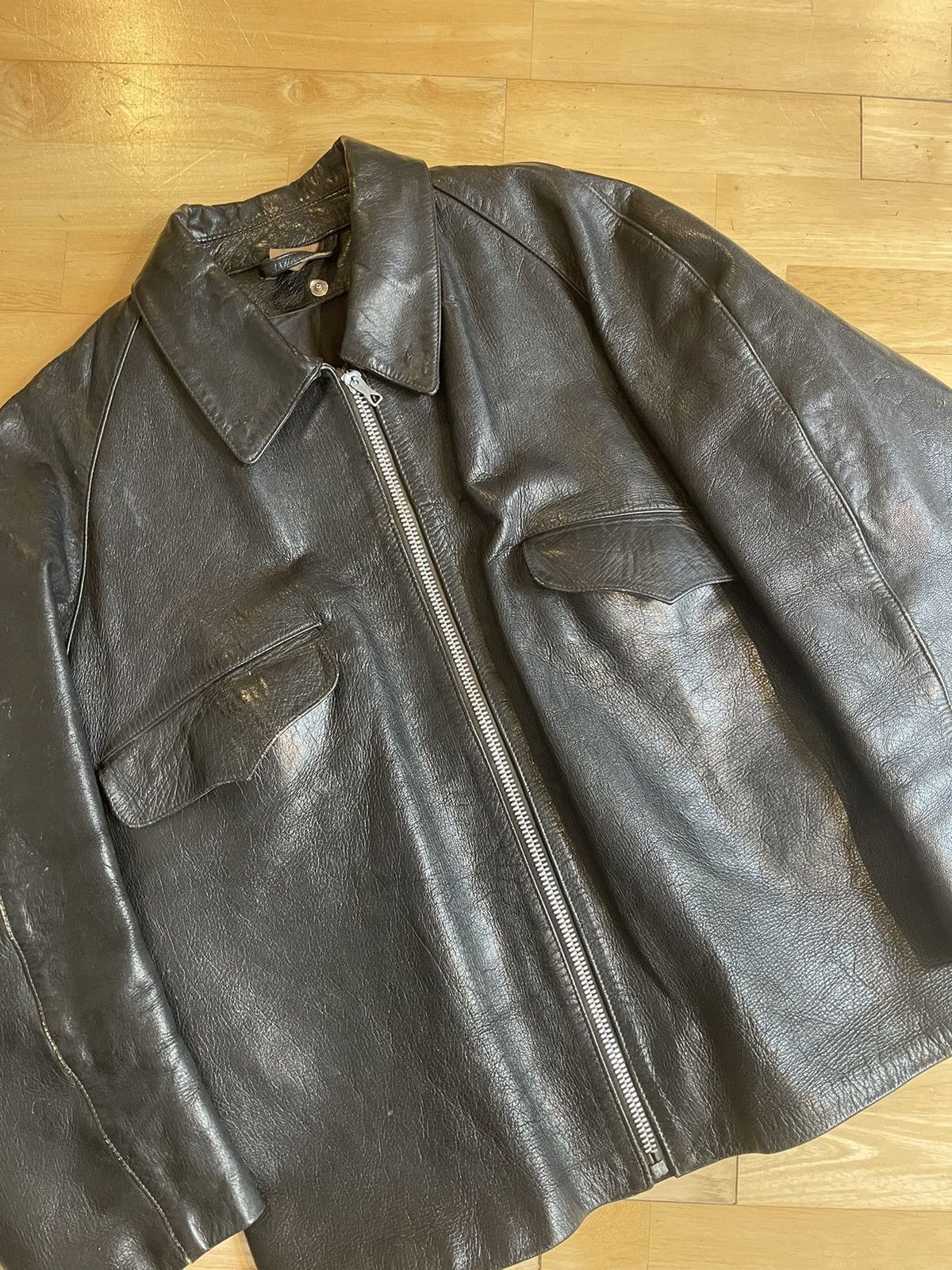 Other Rare Vintage 1970's Italien Military Leather Tank Jacket (L) Size US L / EU 52-54 / 3 - 2 Thumbnail