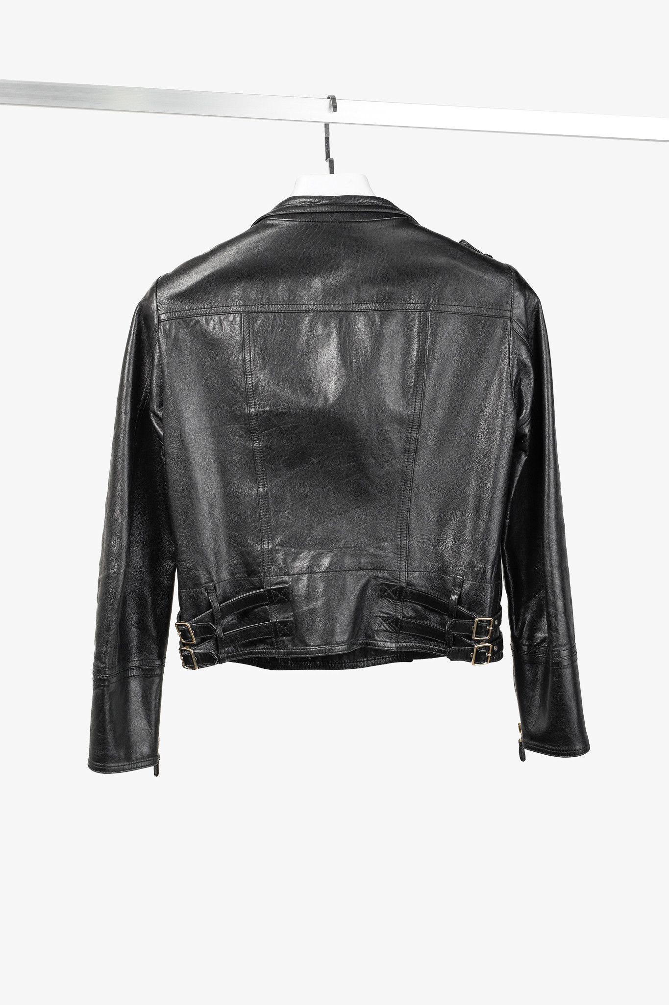 Gucci Gucci Black Leather Double-Breasted Moto Jacket Size M / US 6-8 / IT 42-44 - 2 Thumbnail