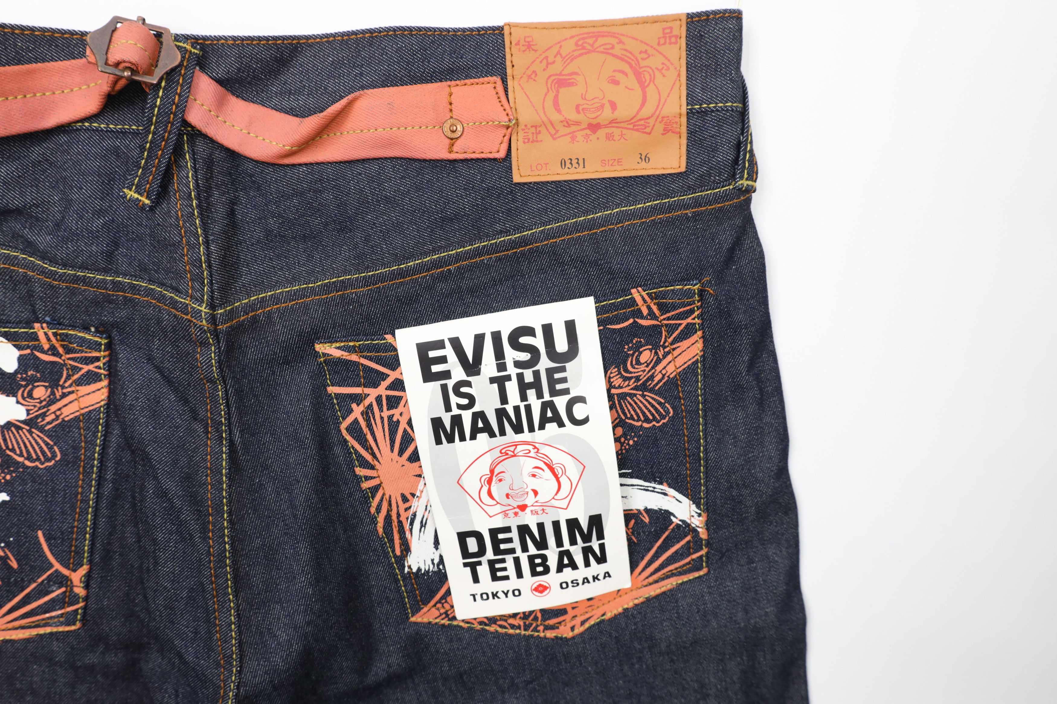 Evisu Deadstock Vintage 90s Evisu Jeans Buckle Back Wide Leg Jeans Size US 36 / EU 52 - 15 Thumbnail