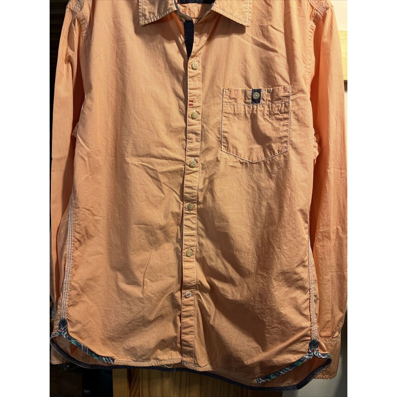 Robert Graham Robert Graham Men’s M Orange Check LS Button Up Cotton Shirt Size US M / EU 48-50 / 2 - 6 Thumbnail