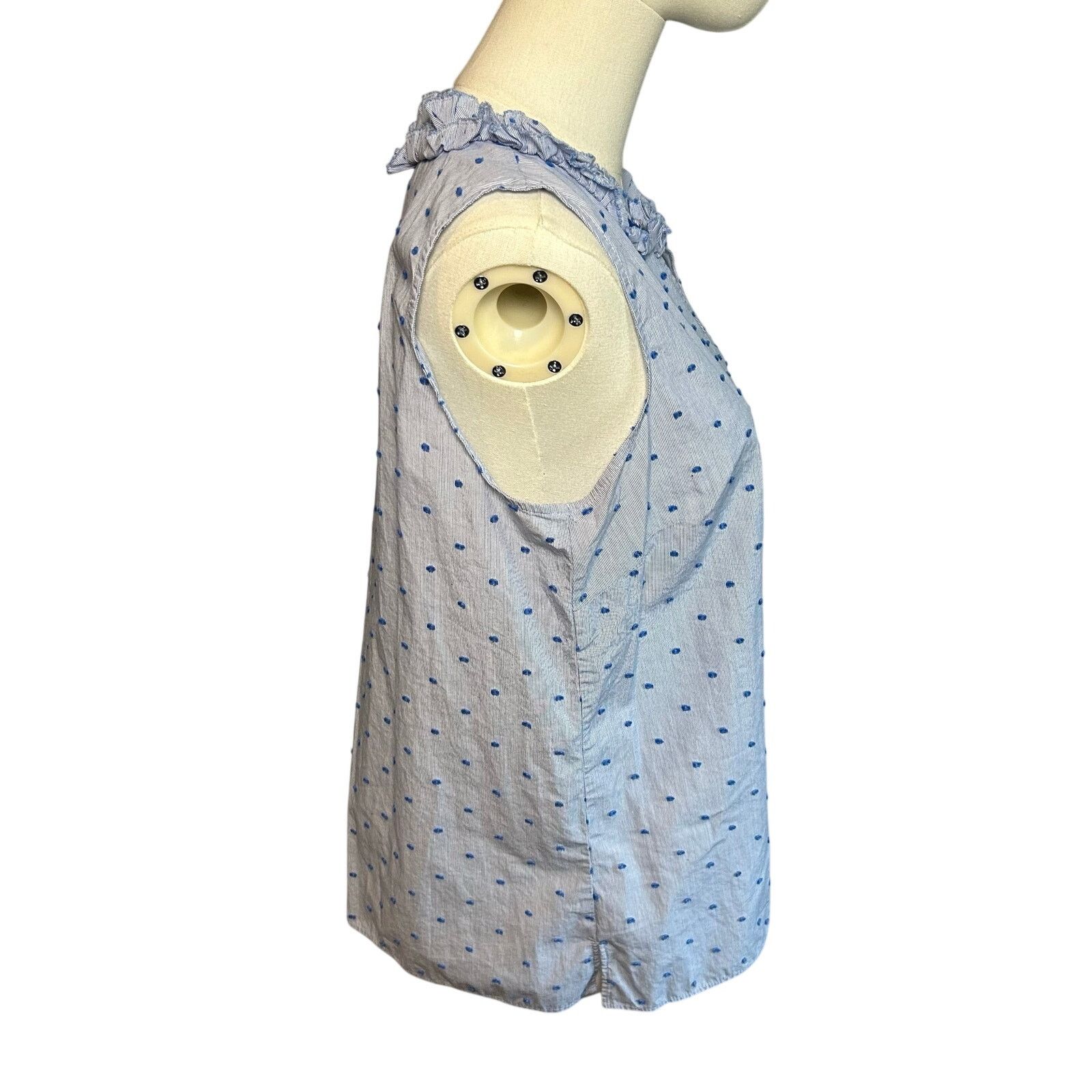 Talbots Talbots Blue Polka Dot Ruffle Collar Tank Top Medium Petite Size M / US 6-8 / IT 42-44 - 17 Thumbnail