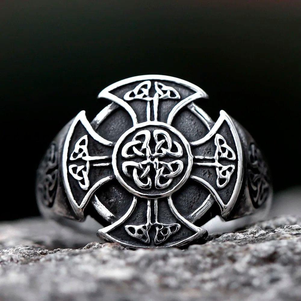 Jewelry Cross Viking Ring Streetwear Jewelry Fashion Gift Size ONE SIZE - 3 Thumbnail