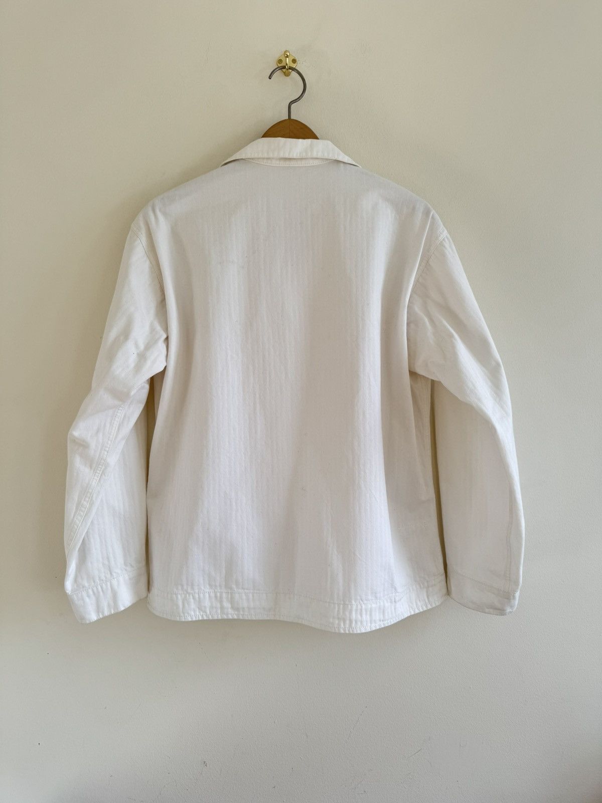 3MAN 3Man White Herringbone Button Chore Jacket Med/Large UK Size US M / EU 48-50 / 2 - 5 Thumbnail
