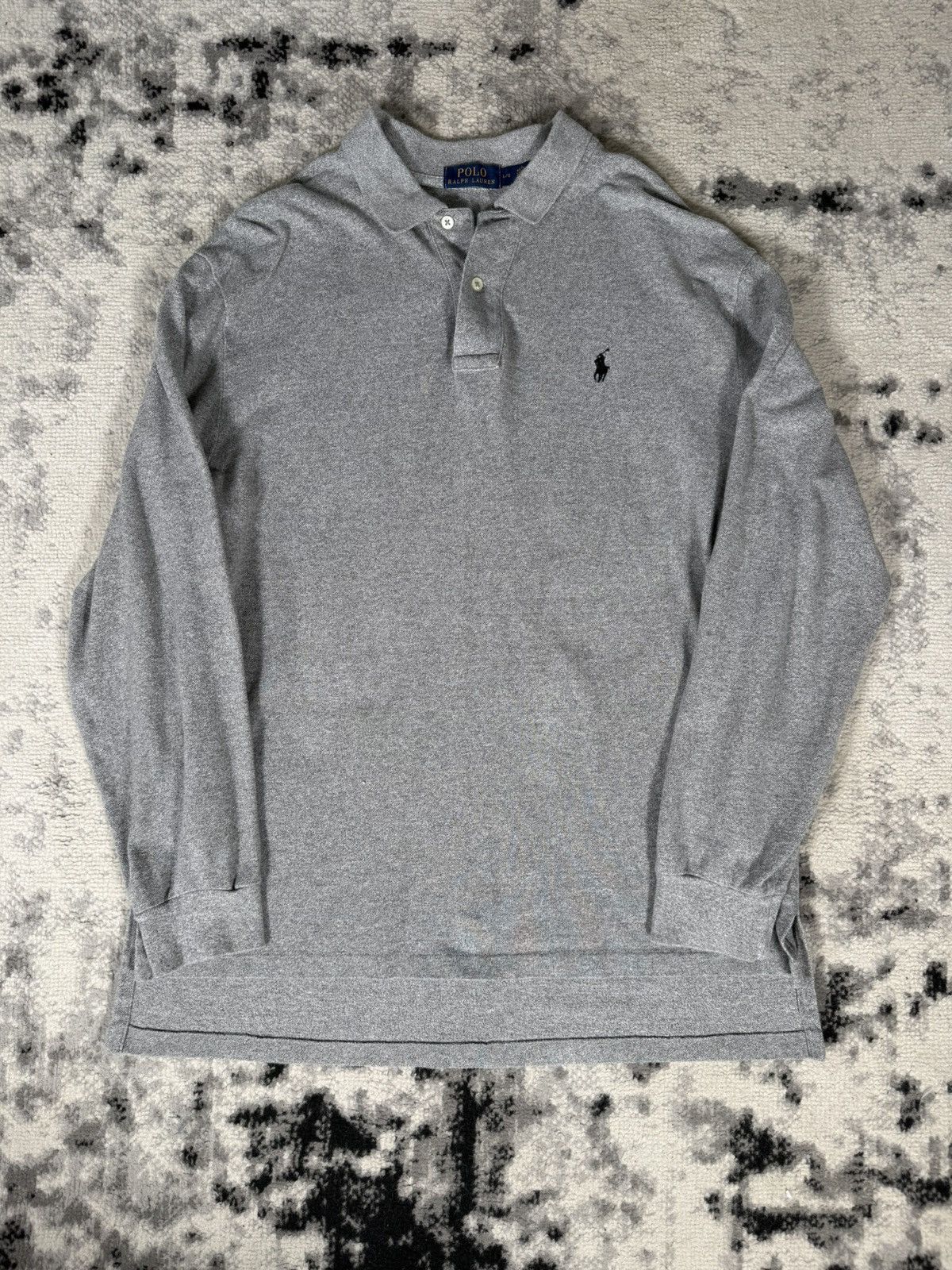 Polo Ralph Lauren Vintage Polo Ralph Lauren Gray Long Sleeve Polo Shirt Size US L / EU 52-54 / 3 - 1 Thumbnail