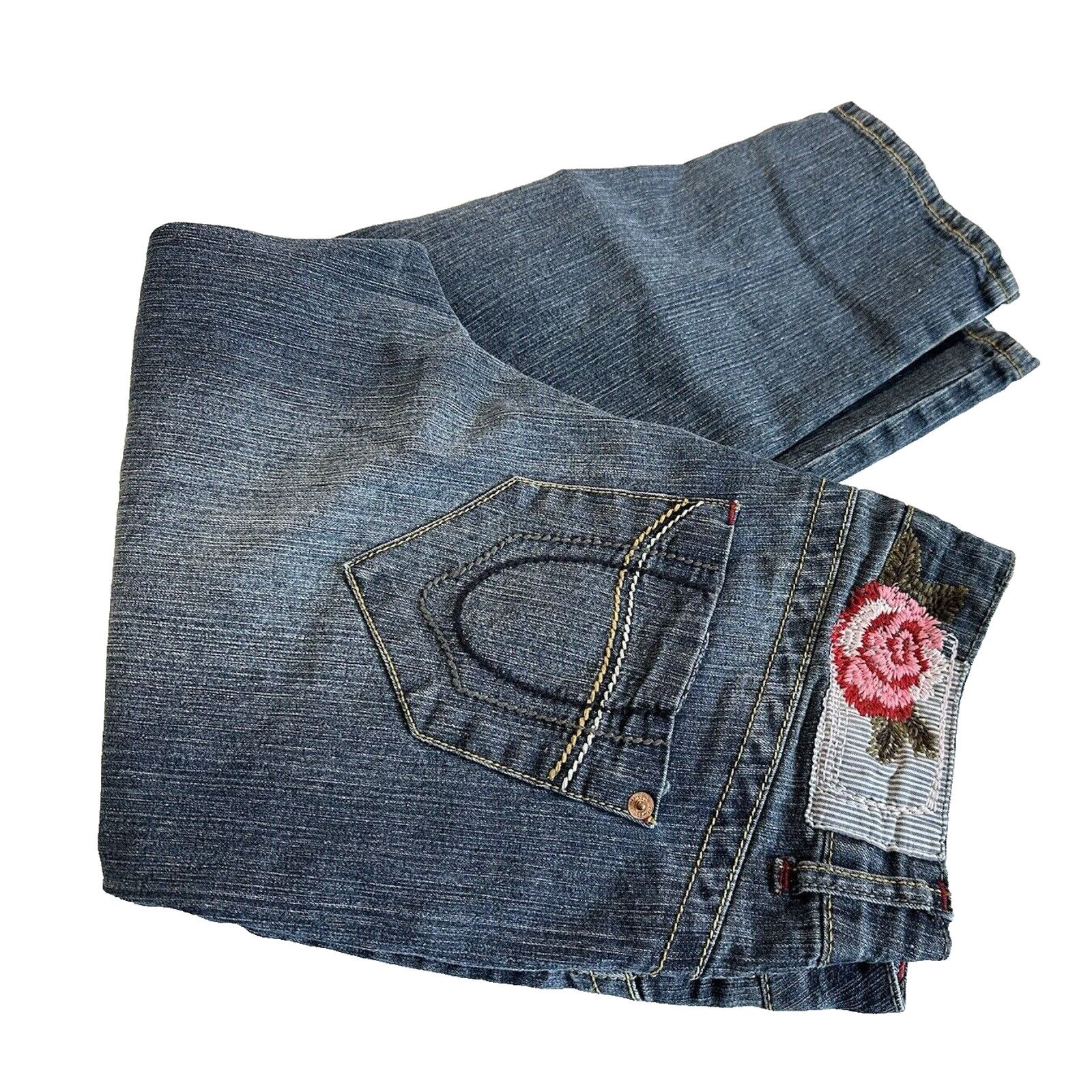Other Blue Epic Embroidered Flower 6 Blue Capri Jeans Boho Retro Size 28" / US 6 / IT 42 - 1 Thumbnail