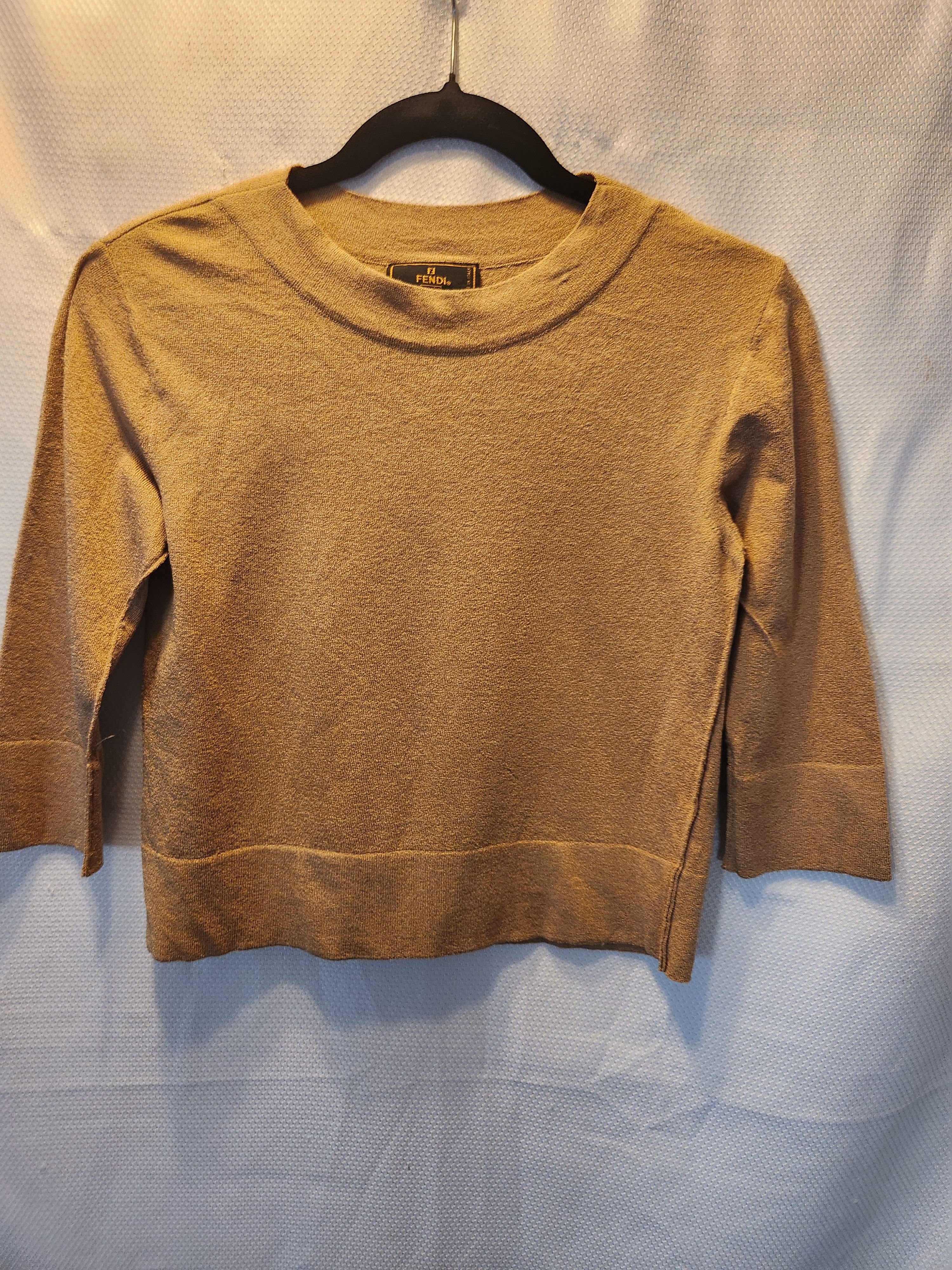 Fendi Maglia Beige Women's Silk Blend 3/4 Sleeve Pullover Sweater Size XS / US 0-2 / IT 36-38 - 1 Thumbnail