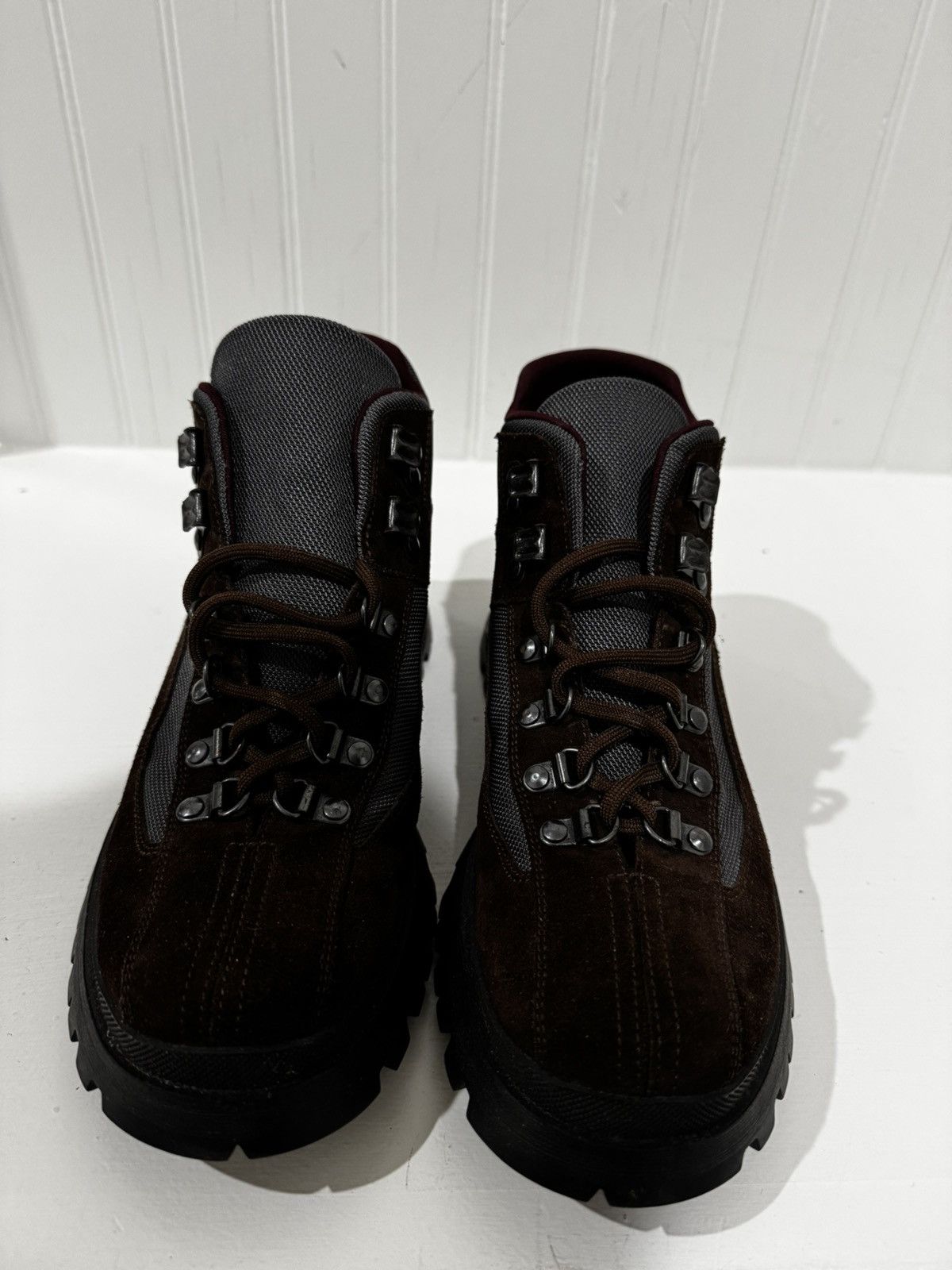 Prada Prada Sport Brown/Grey Suede and Nylon High Top Sneakers Size US 6.5 / IT 36.5 - 2 Thumbnail