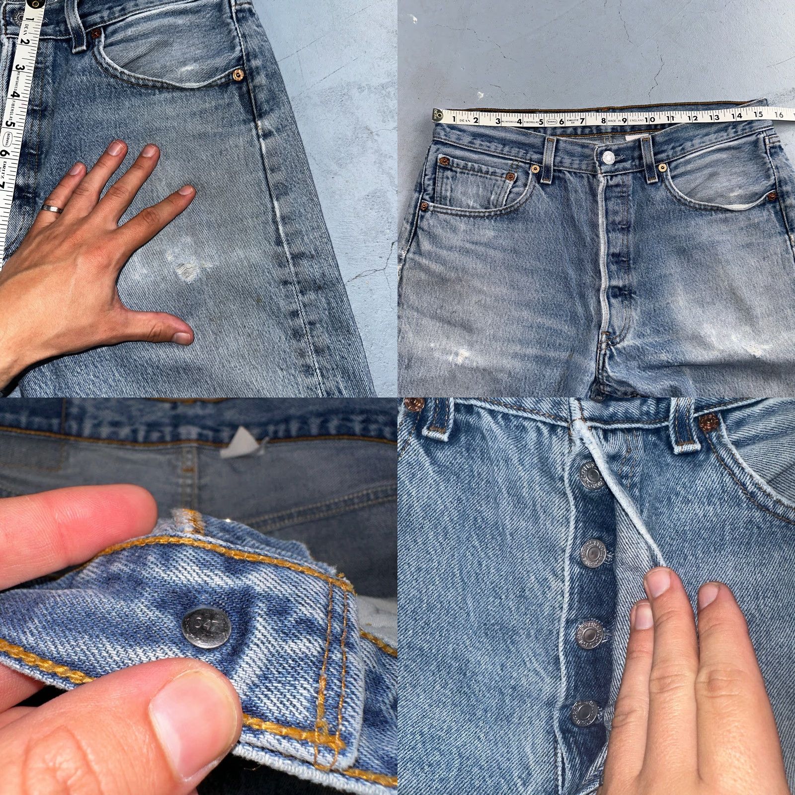 Levi's VINTAGE Levi's 501 Jeans Men 33x36 Straight Leg Light Wash 90s USA Mid Rise Denim Size US 33 - 8 Thumbnail