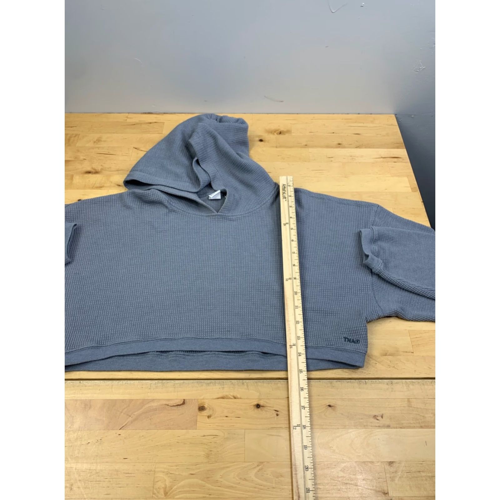 TNA TNA Hoodie Womens M Cropped Pullover Waffle Blue Casual Size M / US 6-8 / IT 42-44 - 6 Thumbnail