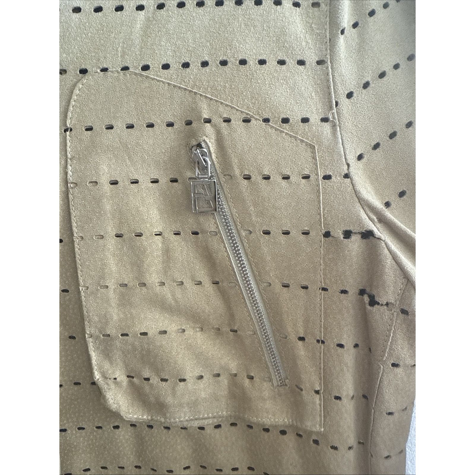 Fendi Fendi Perforated Suede Monogram Leather Unisex Jacket Size L / US 10 / IT 46 - 3 Thumbnail