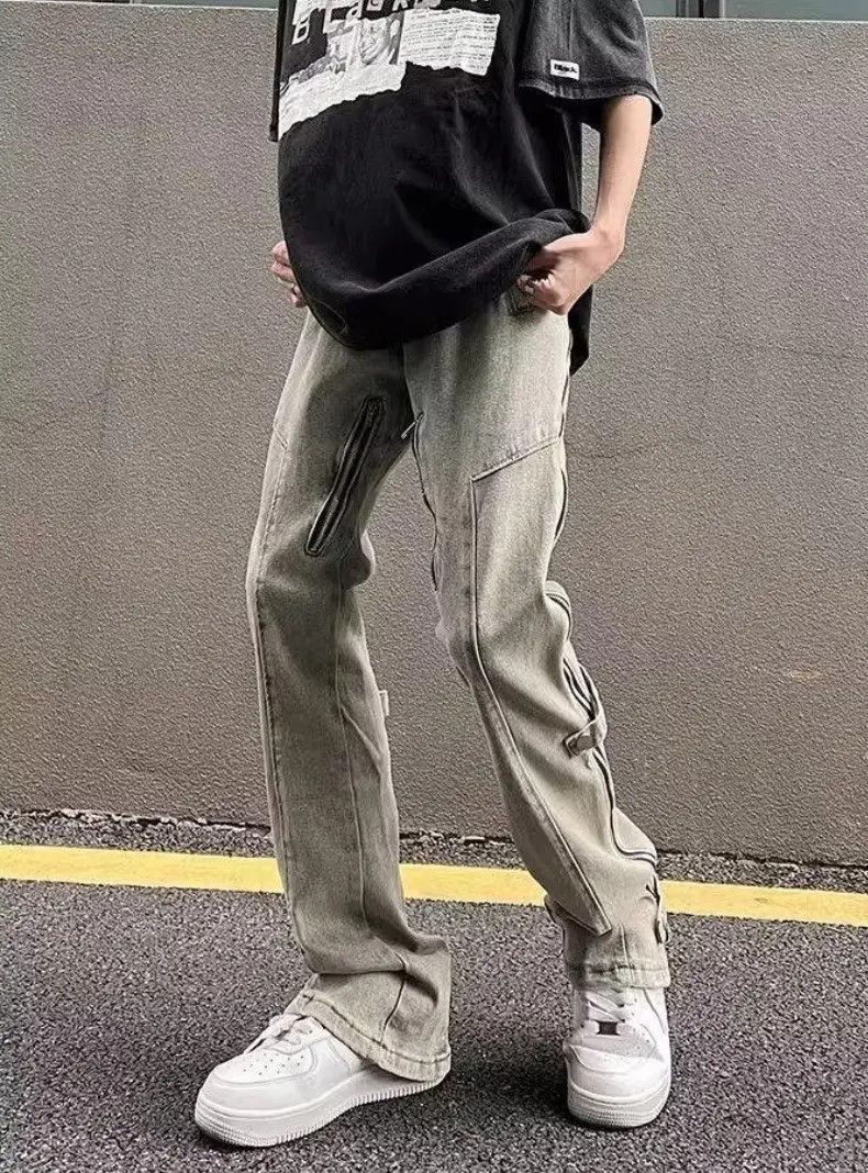 Designer × Japanese Brand High street distressed washed side zip micro flare jeans Size US 32 / EU 48 - 3 Thumbnail