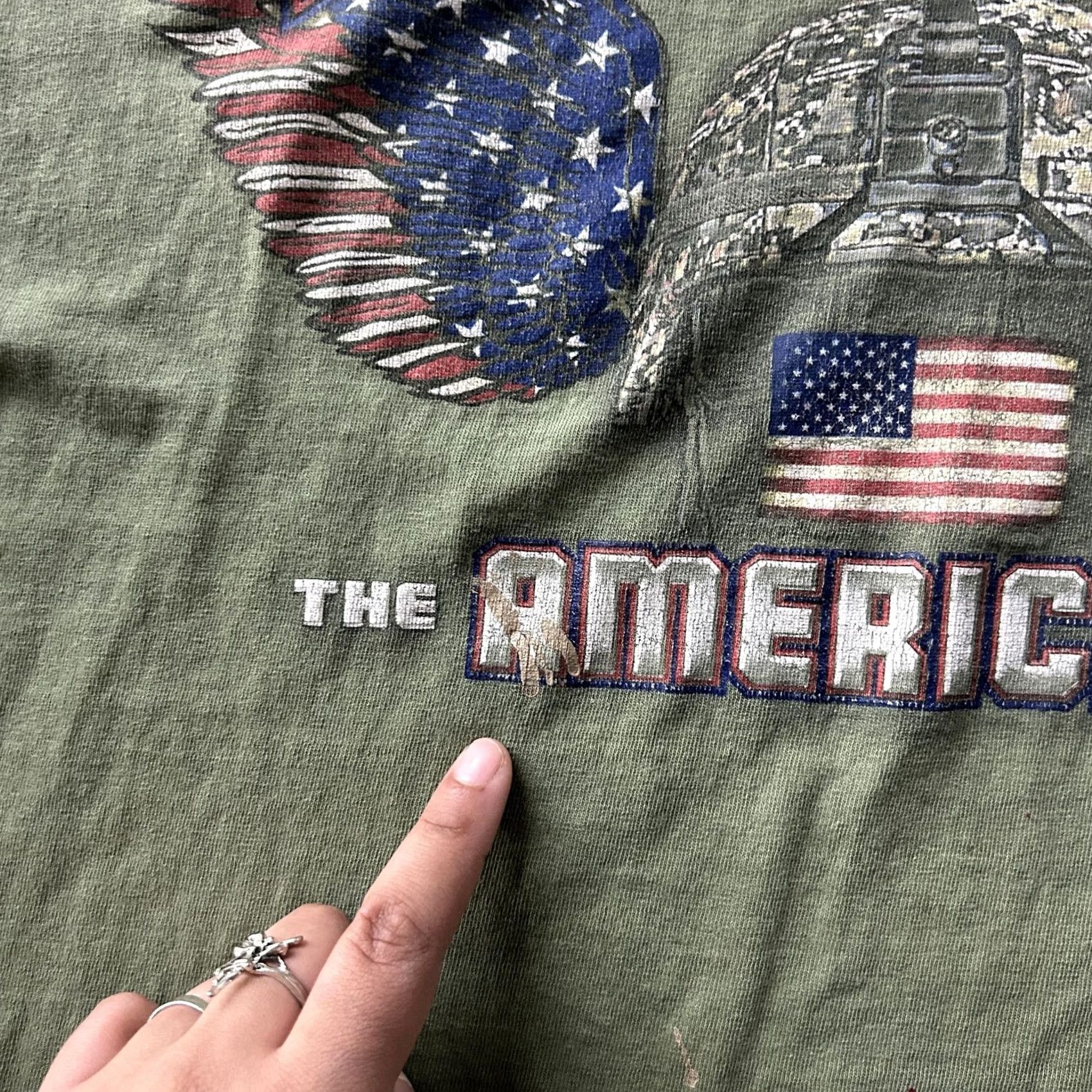 Hanes Freedom Shirt Mens XL Green USA Flag Military Tee T-Shirt Size US XL / EU 56 / 4 - 7 Thumbnail