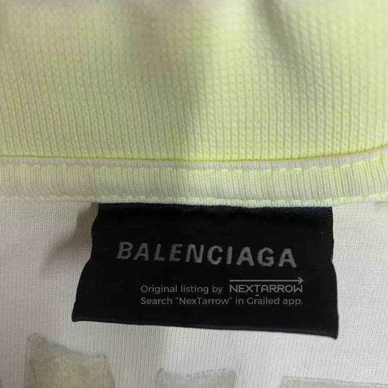 Balenciaga Balenciaga Neon Yellow Tape Worn Hole Short Sleeve Size US S / EU 44-46 / 1 - 4 Thumbnail