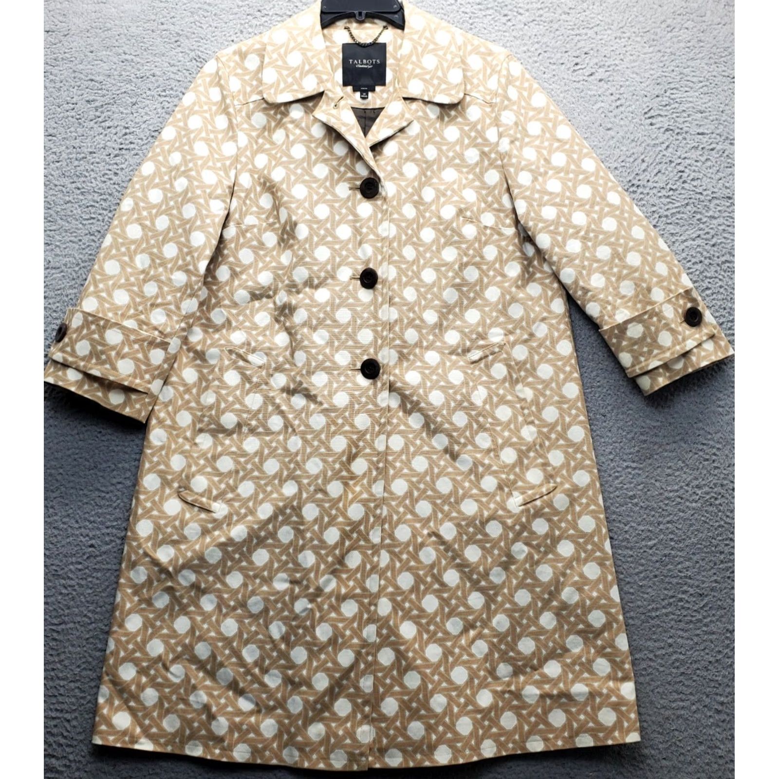 Talbots Talbots Rain Coat Womens 14 Multicolor Basketweave Lined Stretch Button Front Coat Womens Size 14 Multicolor Talbots Rain Coat Size XL / US 12-14 / IT 48-50 - 2 Thumbnail