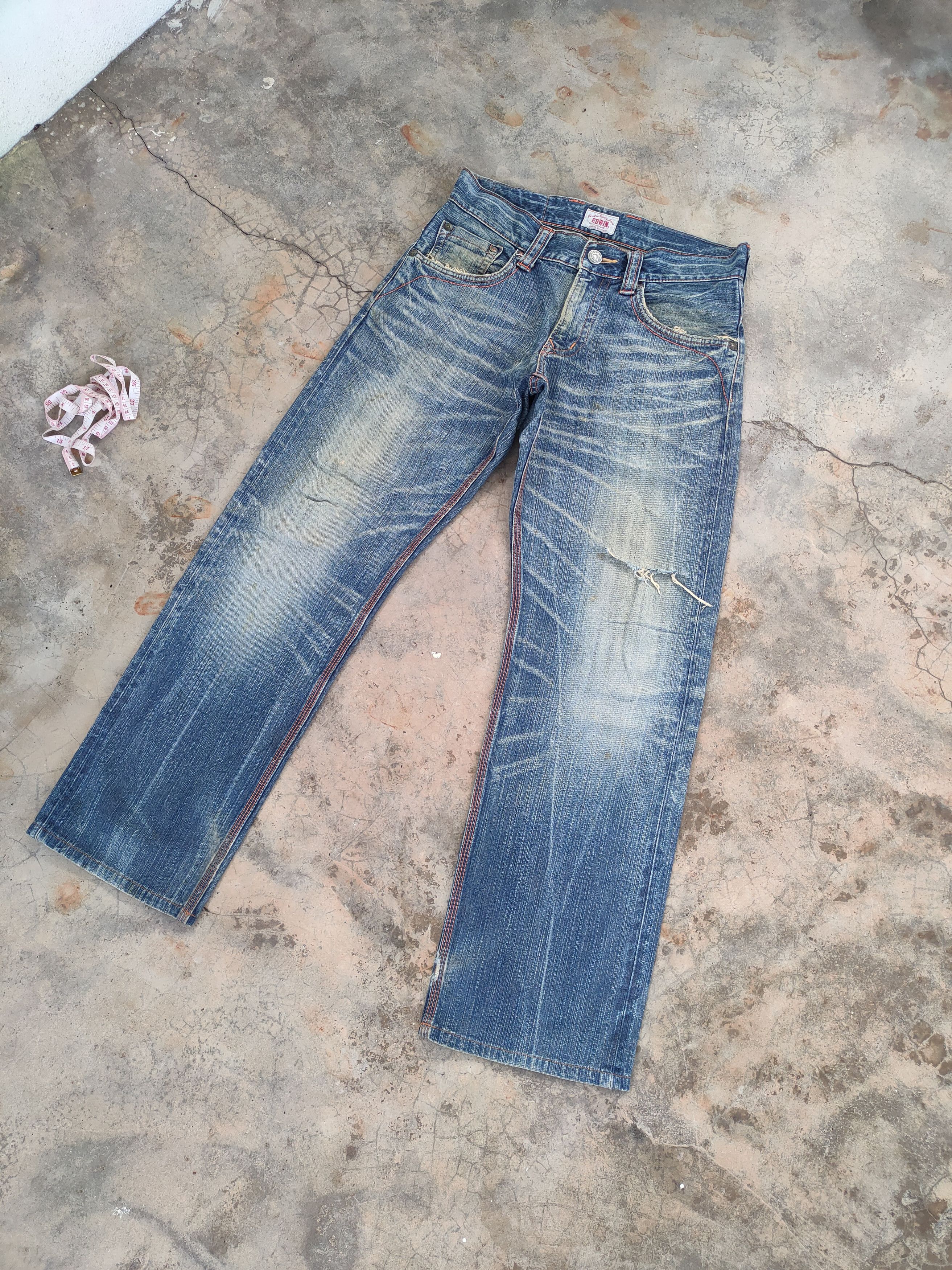 Edwin # EDWIN VINTAGE RIPPED FADED JEANS DENIM PANTS Size US 32 / EU 48 - 3 Thumbnail