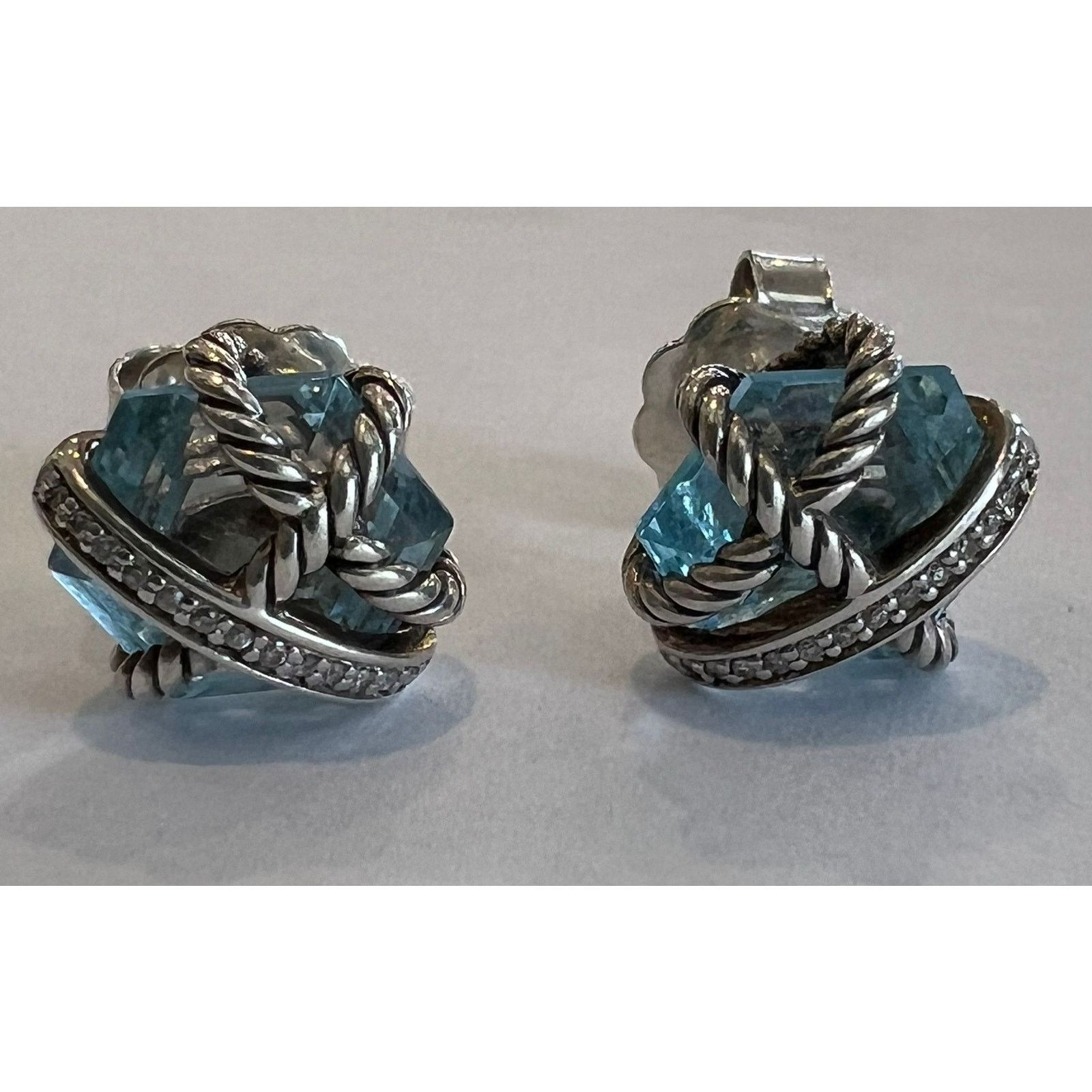 David Yurman David Yurman 10mm Topaz and Diamonds 925 earring Size ONE SIZE - 4 Thumbnail