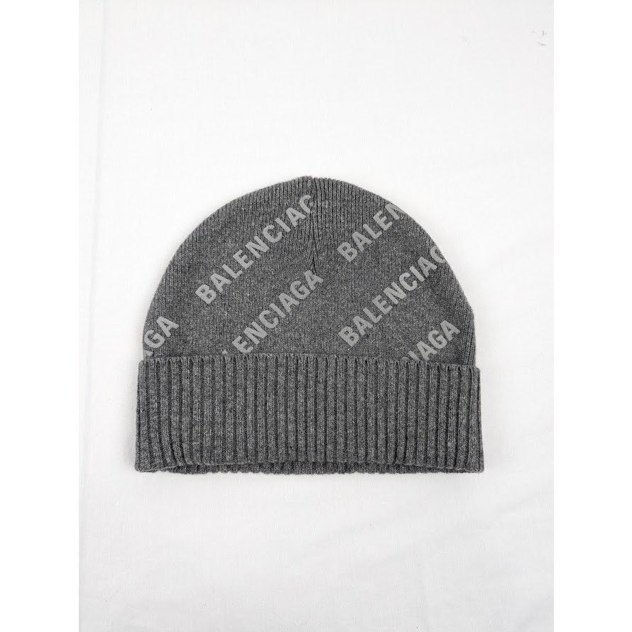 Balenciaga o1rshd1 Q:2/Size:OS/Unisex Cashmere Beanie Cap / Hat in Grey Size ONE SIZE - 2 Thumbnail