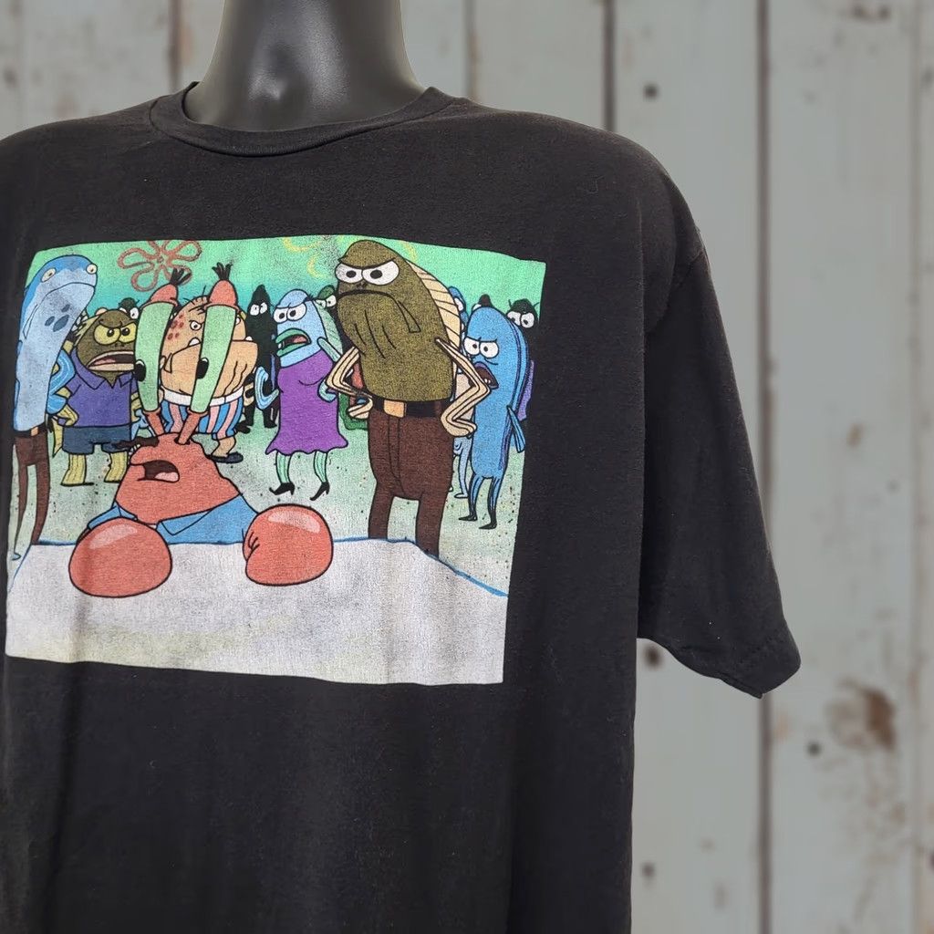 Nickelodeon SpongeBob SquarePants Tshirt Men's XL Official Licensed Nickelodeon Characters Shirt Regular Short Sleeve Black Cotton Knit Logo Size US XL / EU 56 / 4 - 1 Thumbnail