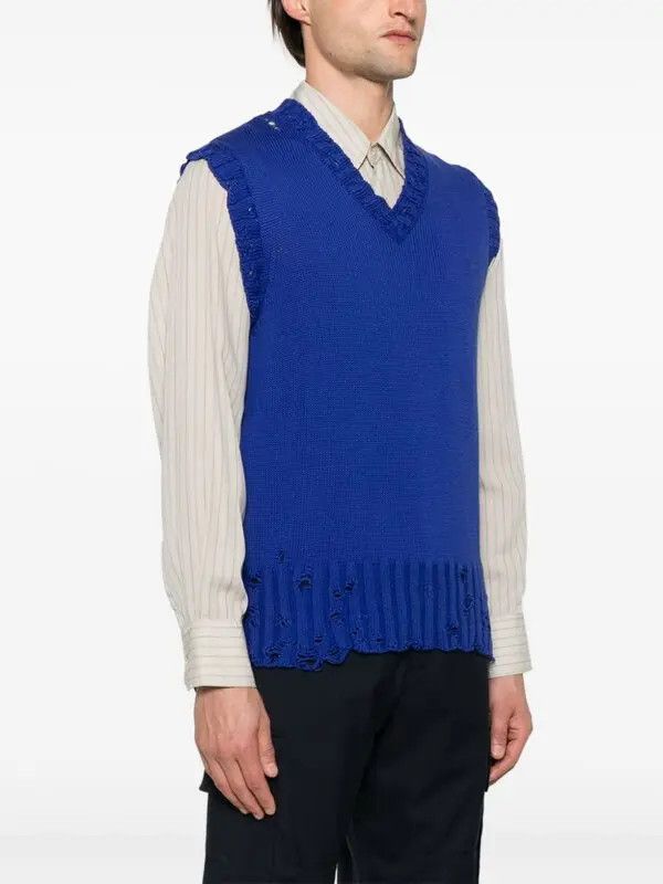 Marni o1w1db11125 Cotton V-Neck Vest in Blue Size US S / EU 44-46 / 1 - 3 Thumbnail