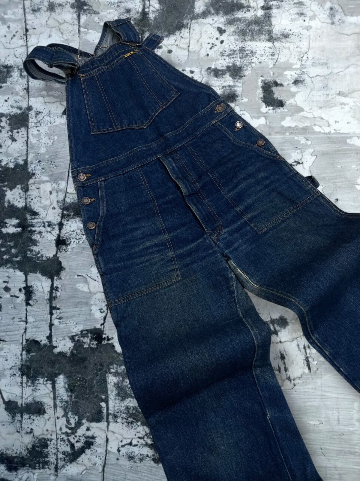Japanese Brand Vintage 90s Designer Bison Rustic Blue Overall Iconic Denim Size US 33 - 8 Thumbnail