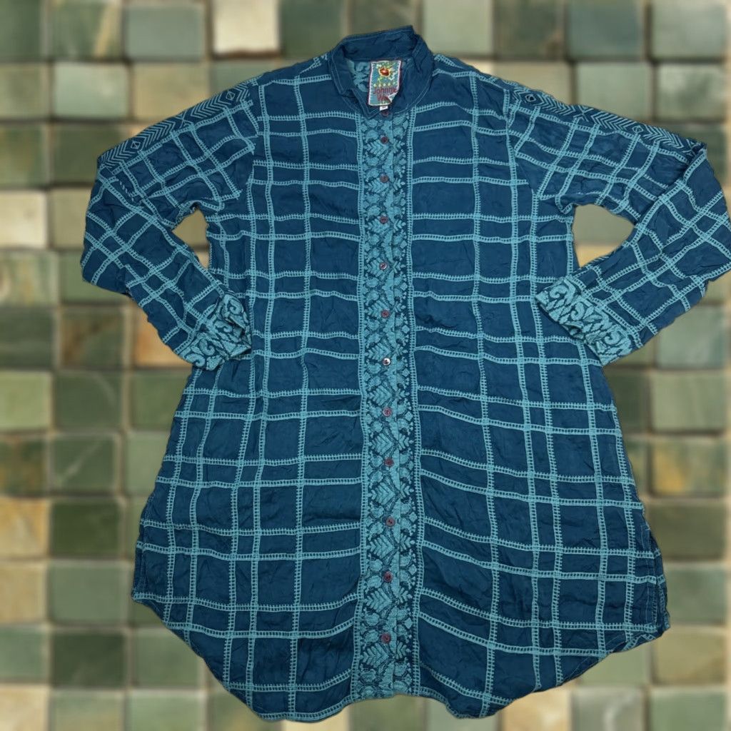Johnny Was VINTAGE Johnny Was Chepas Button Up Shirt Women’s Medium Blue Green M Women Blue Button-Up Shirt Size M / US 6-8 / IT 42-44 - 1 Thumbnail
